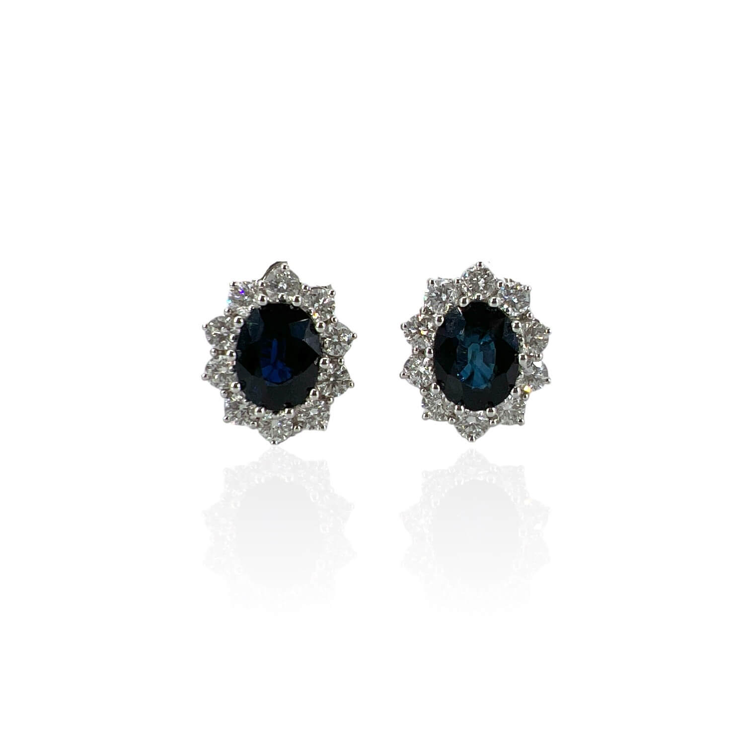 Earrings with sapphires and diamonds white gold BON TON ART.OR798