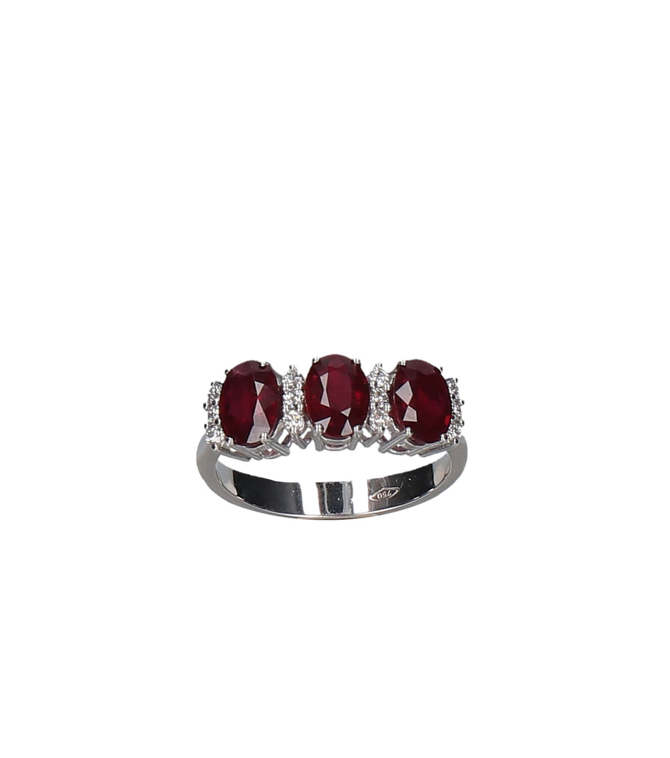 Diamond and White Gold GEMSTONE Rubies Trilogy Ring Art. AN695