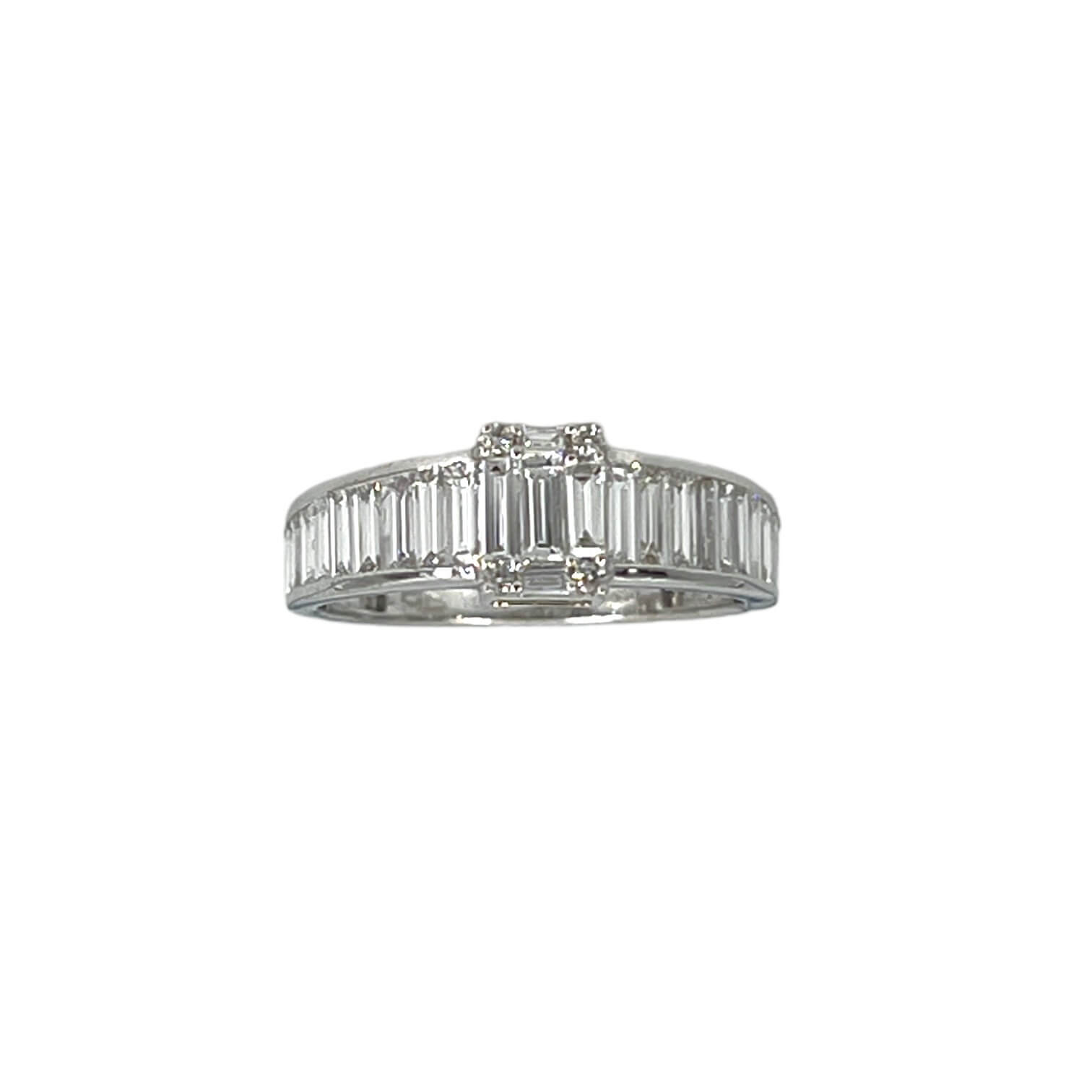 Solitaire ring white gold veretta and BAGUETTE diamonds art.R2817-WH7