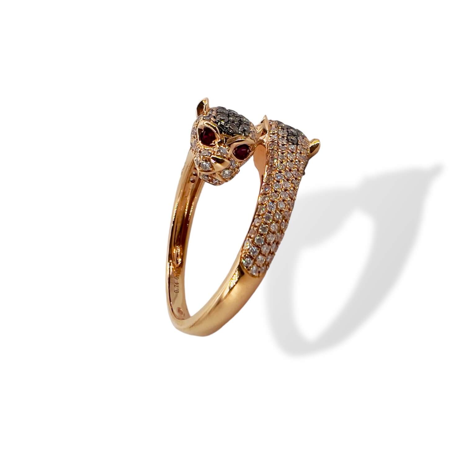 Anello Pantera rubini diamanti e oro Art. R45762-16