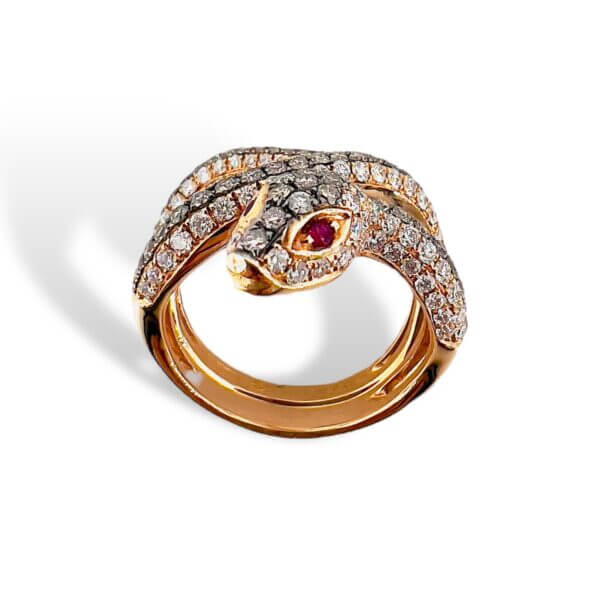 Ring Snake Diamonds Rubies and gold Art. R38578-3001