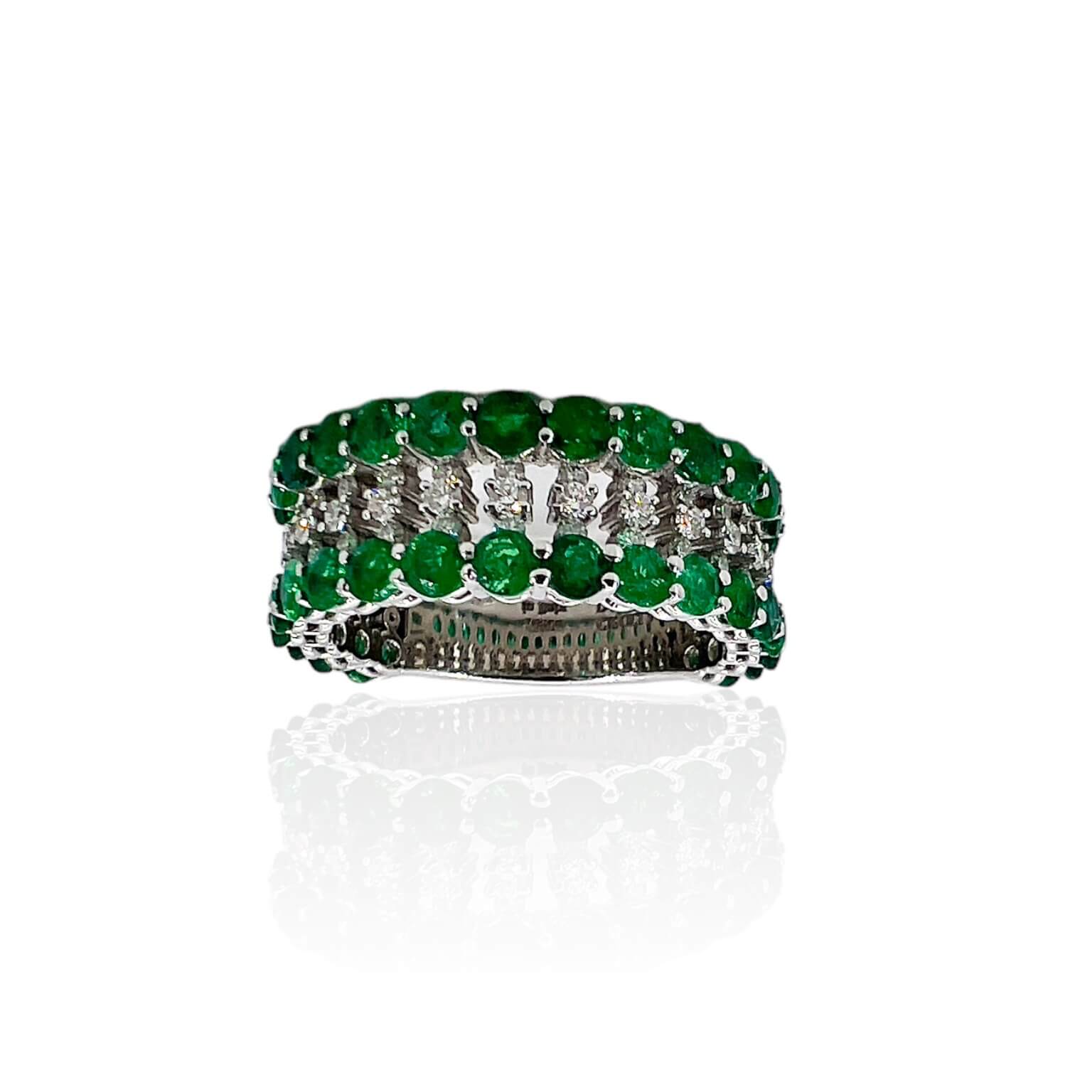 Emerald ring diamonds and gold GEMS art. 397A-S