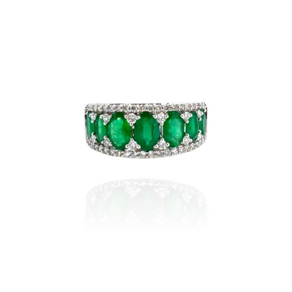 Ring emerald band white gold and diamonds BELLE EPOQUE ART.234410