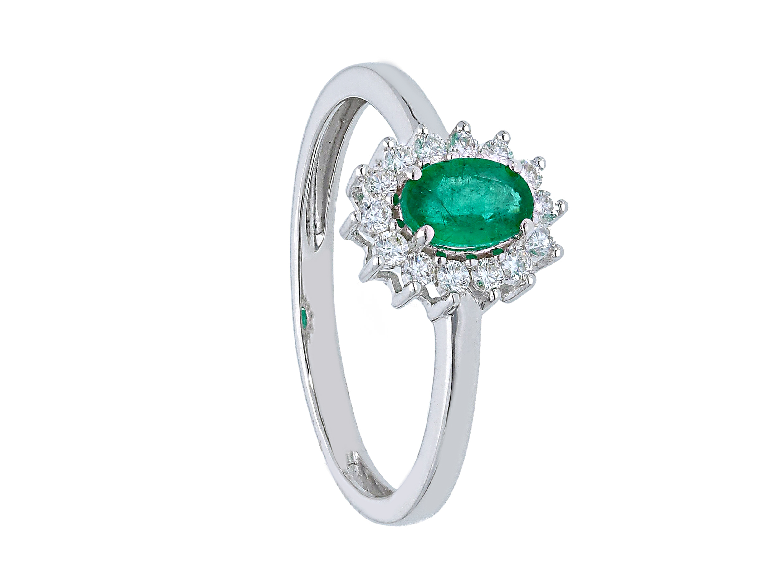 WHITE GOLD RING 750% EMERALD AND DIAMONDS ART. 135016