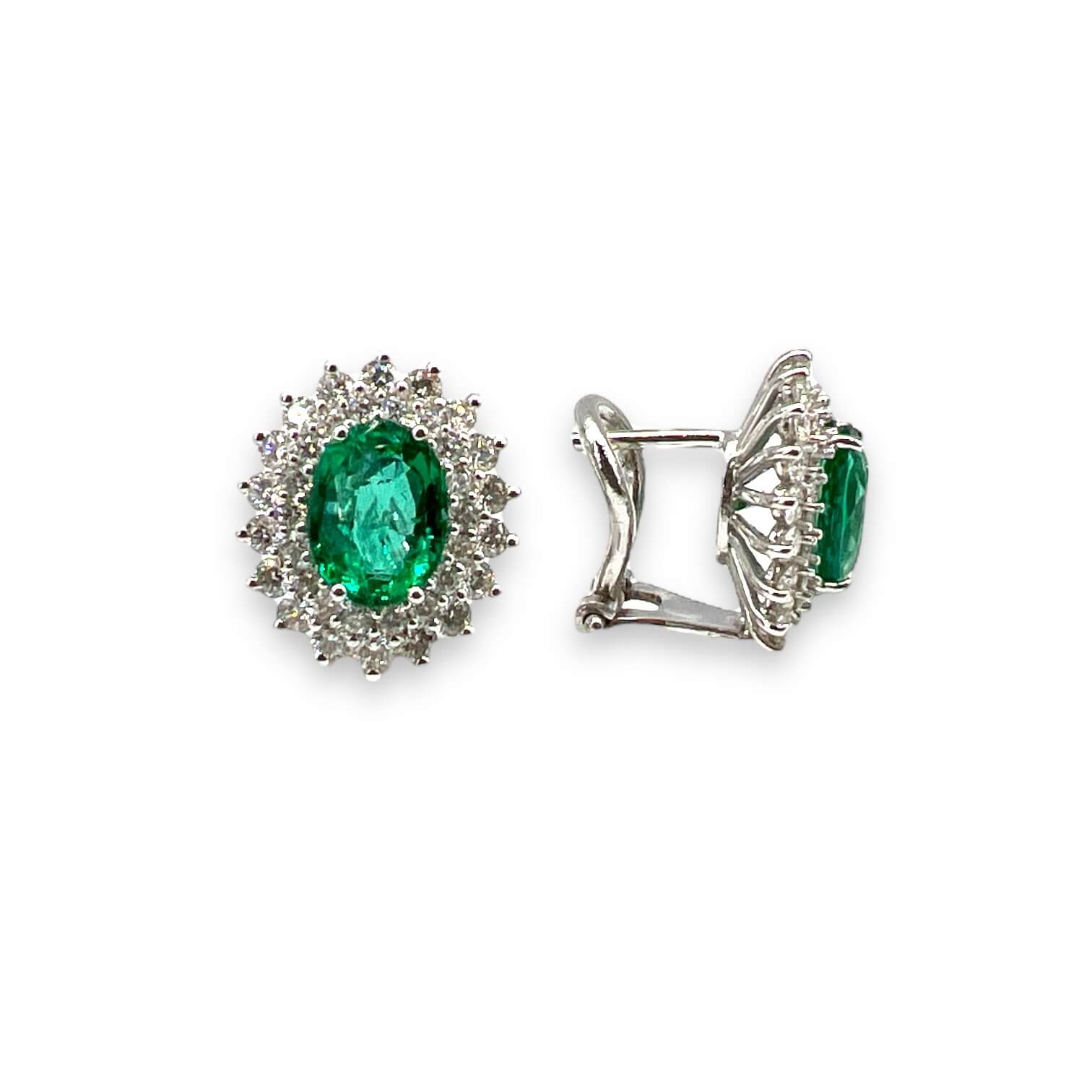 Gold and diamond emerald earrings BON TON art. OR1201