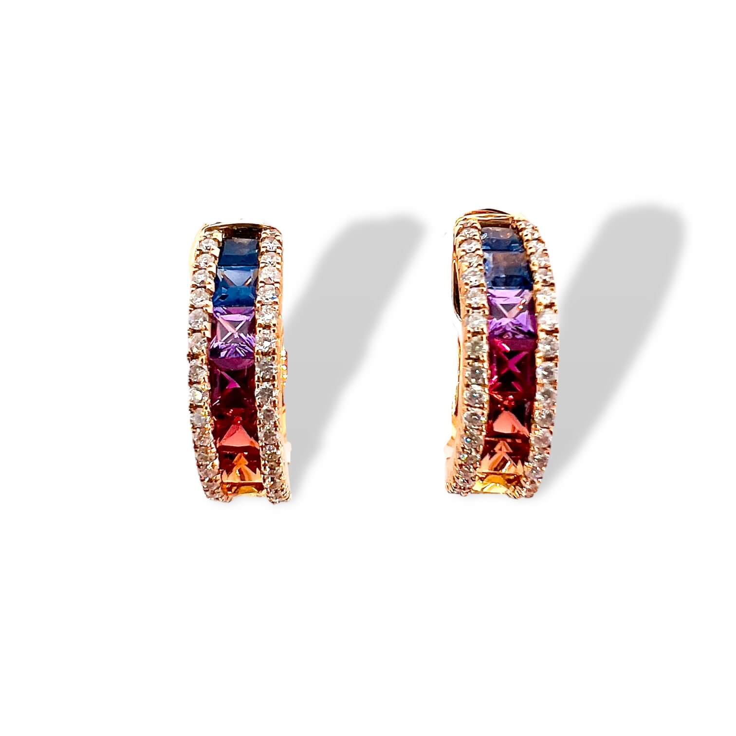 Earrings veretta gold sapphires and diamonds Rainbow art.C1E0800