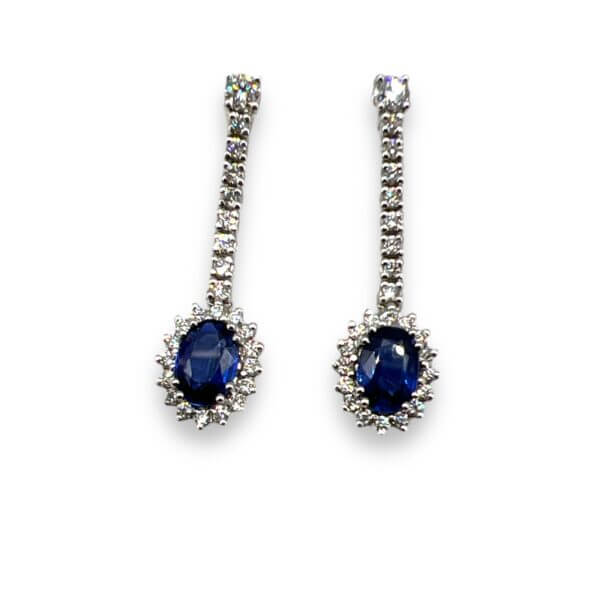 Gold Blue Sapphire Earrings and BON TON Diamonds Art. OR661