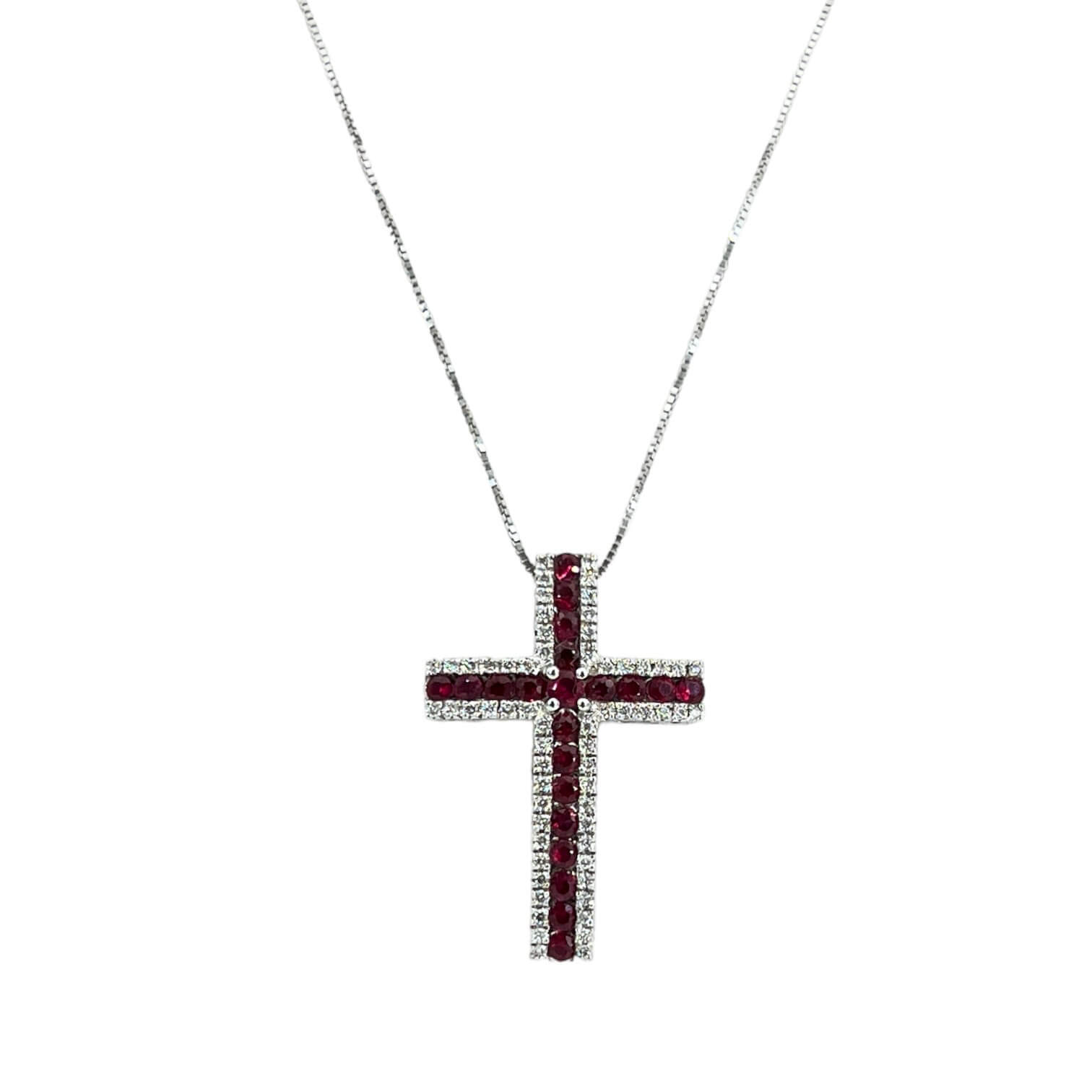 Rubies diamonds and gold cross pendant Art. GR258