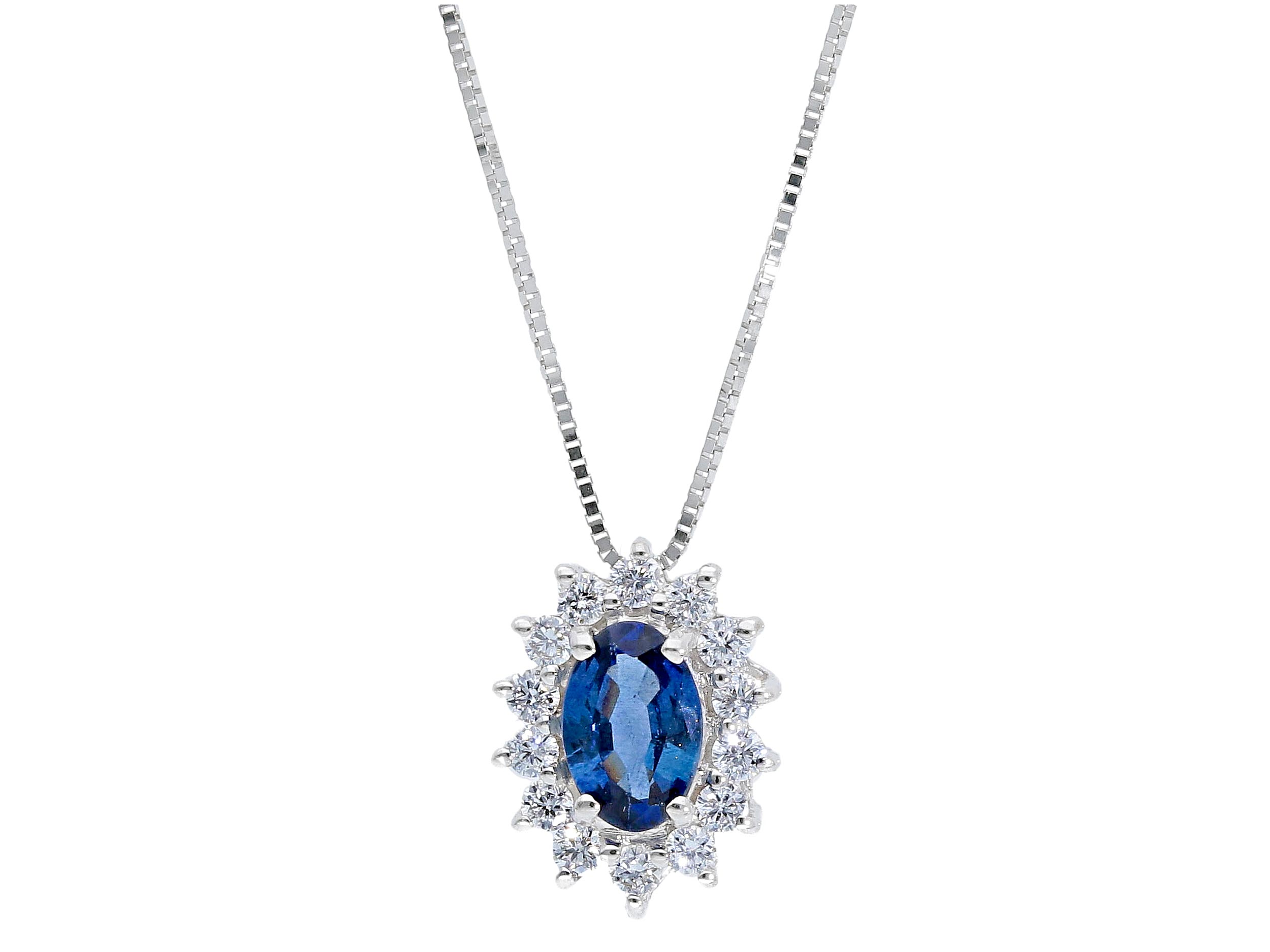 Blue Gold Sapphire and Diamond BON TON Pendant Art. 135034