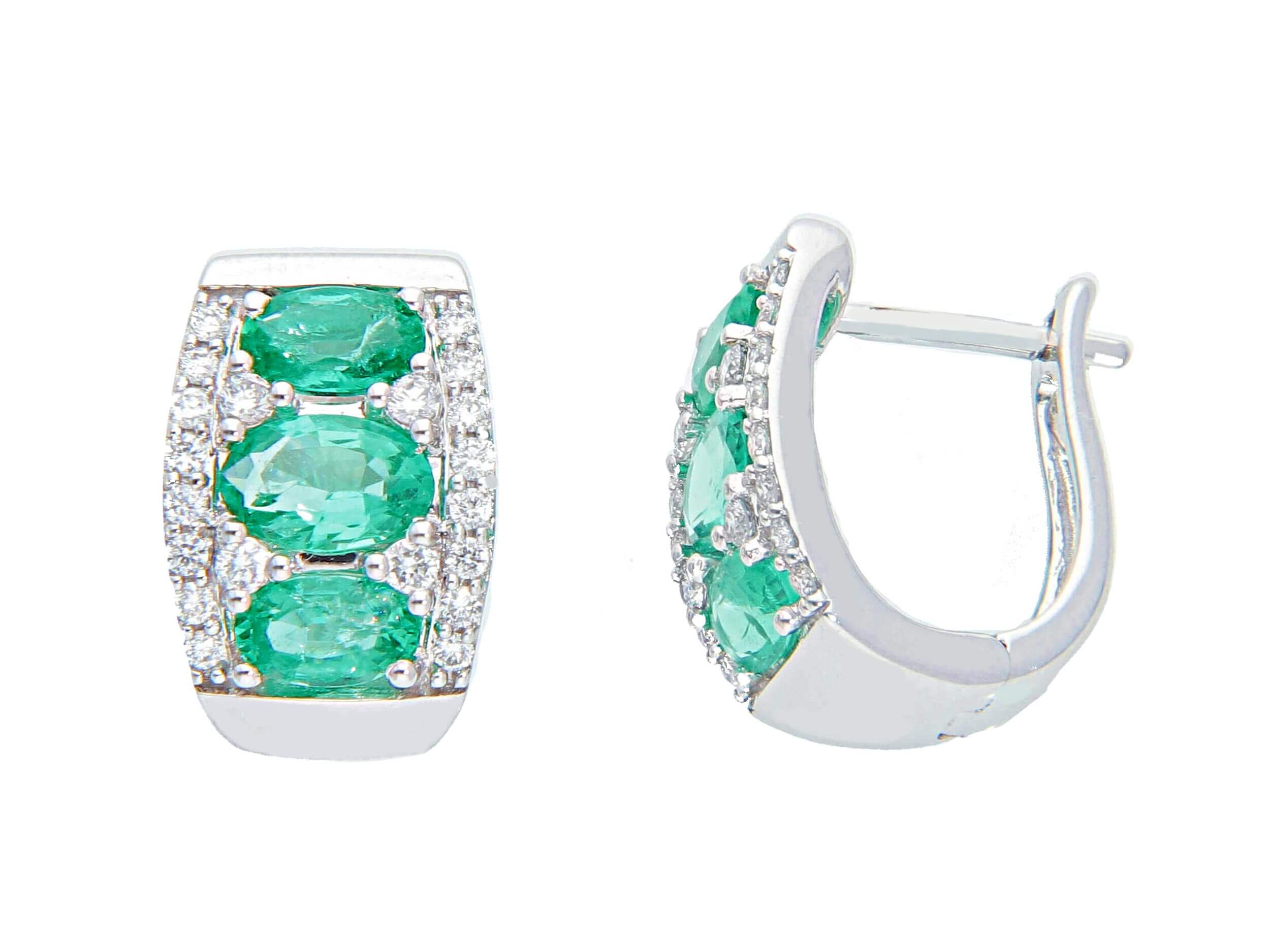 Emerald earrings 750% white gold and diamonds Art. 234414