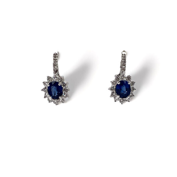Sapphire blue diamond and gold earrings Bon Ton Art. OR890