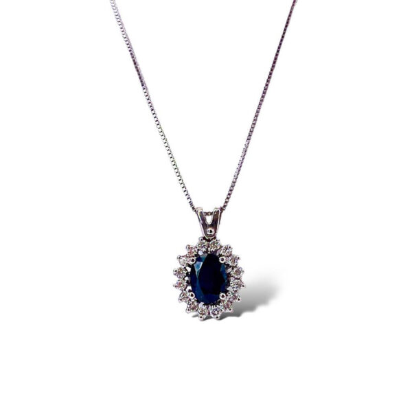 Sapphire and diamond pendant white gold 750% art. CD492