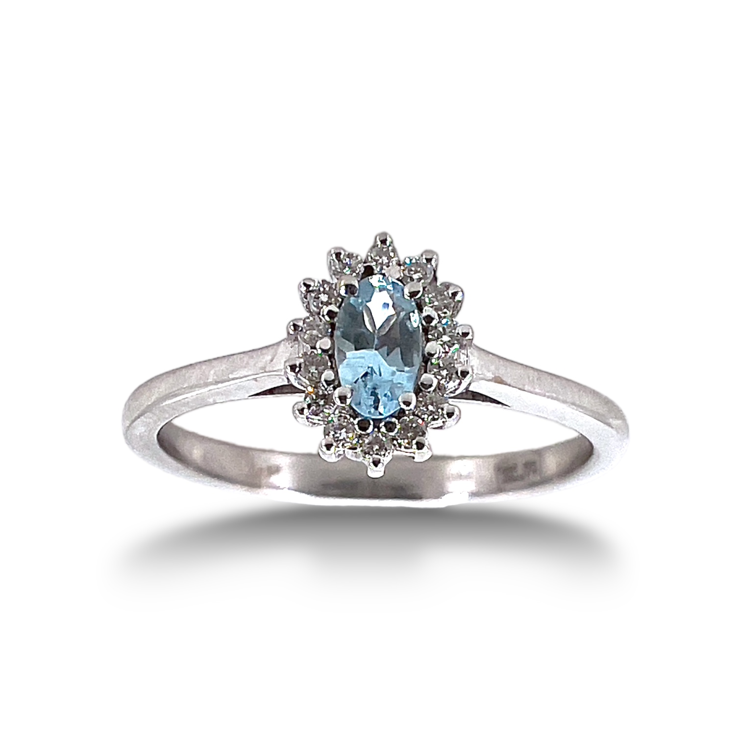 Ring with aquamarine and diamonds BON TON art. 7699/AM