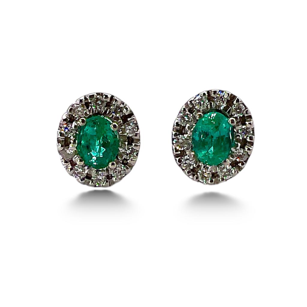 BON TON white gold emerald earrings art. OR1439