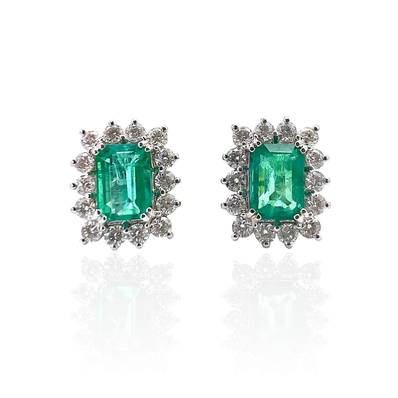 Emerald and diamond gold earrings BON TON Art.OR1130