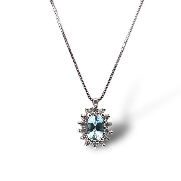 BON TON aquamarine diamond and gold pendant art. 7699/CAM