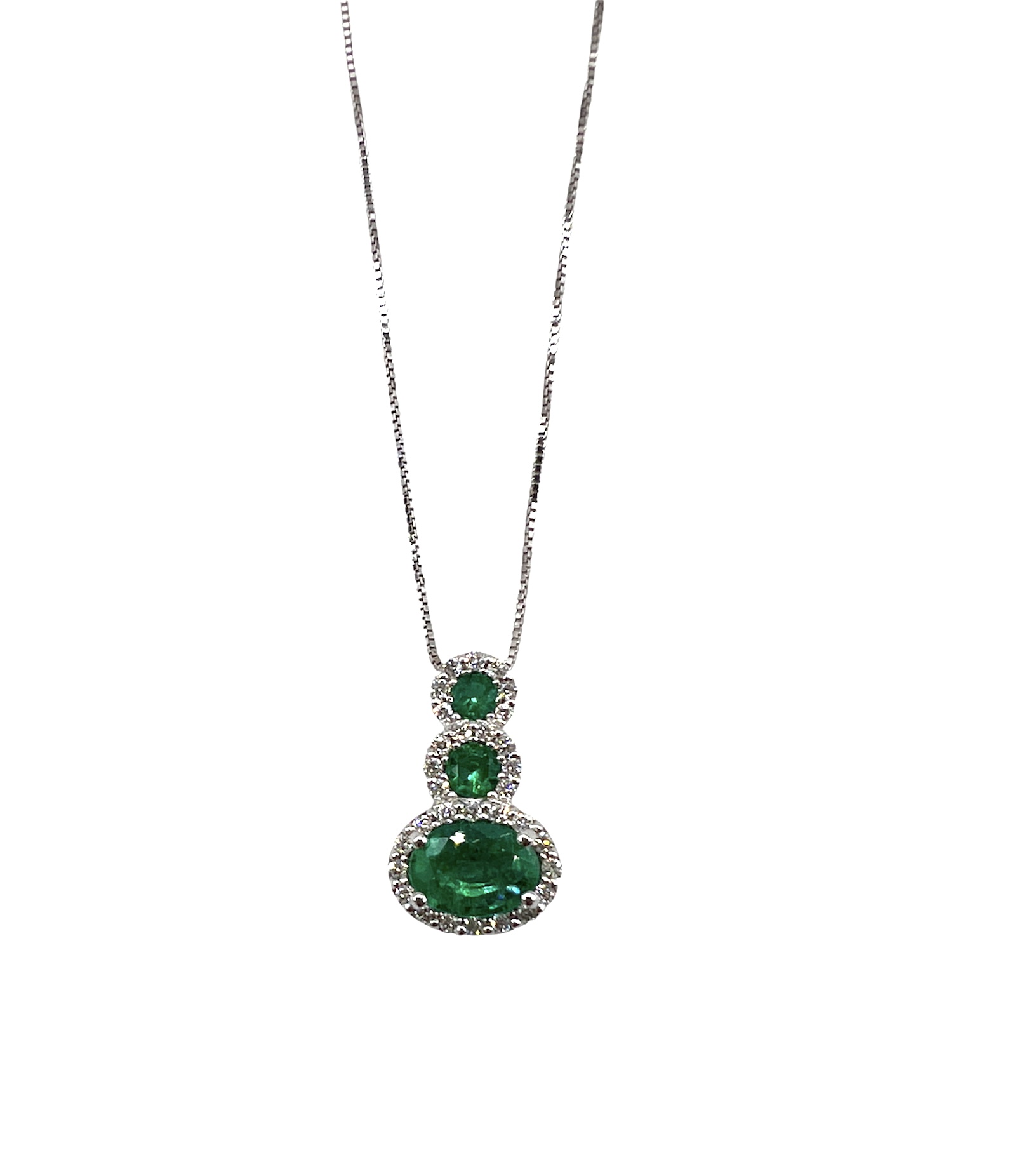 BELLE EPOQUE white gold and diamonds emerald pendant Art. CD435