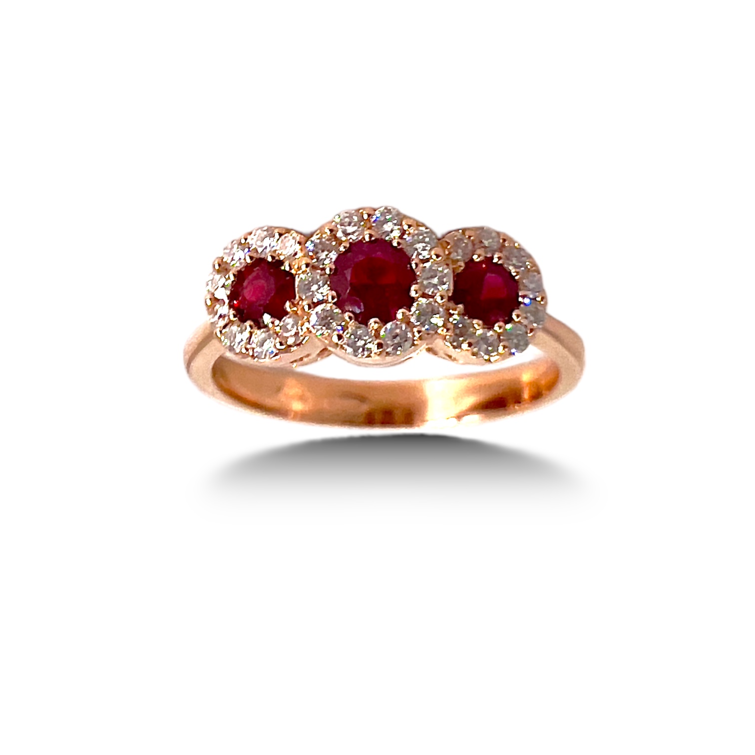 Trilogy ring rubies and diamonds in gold BELLE EPOQUE Art. AN3048