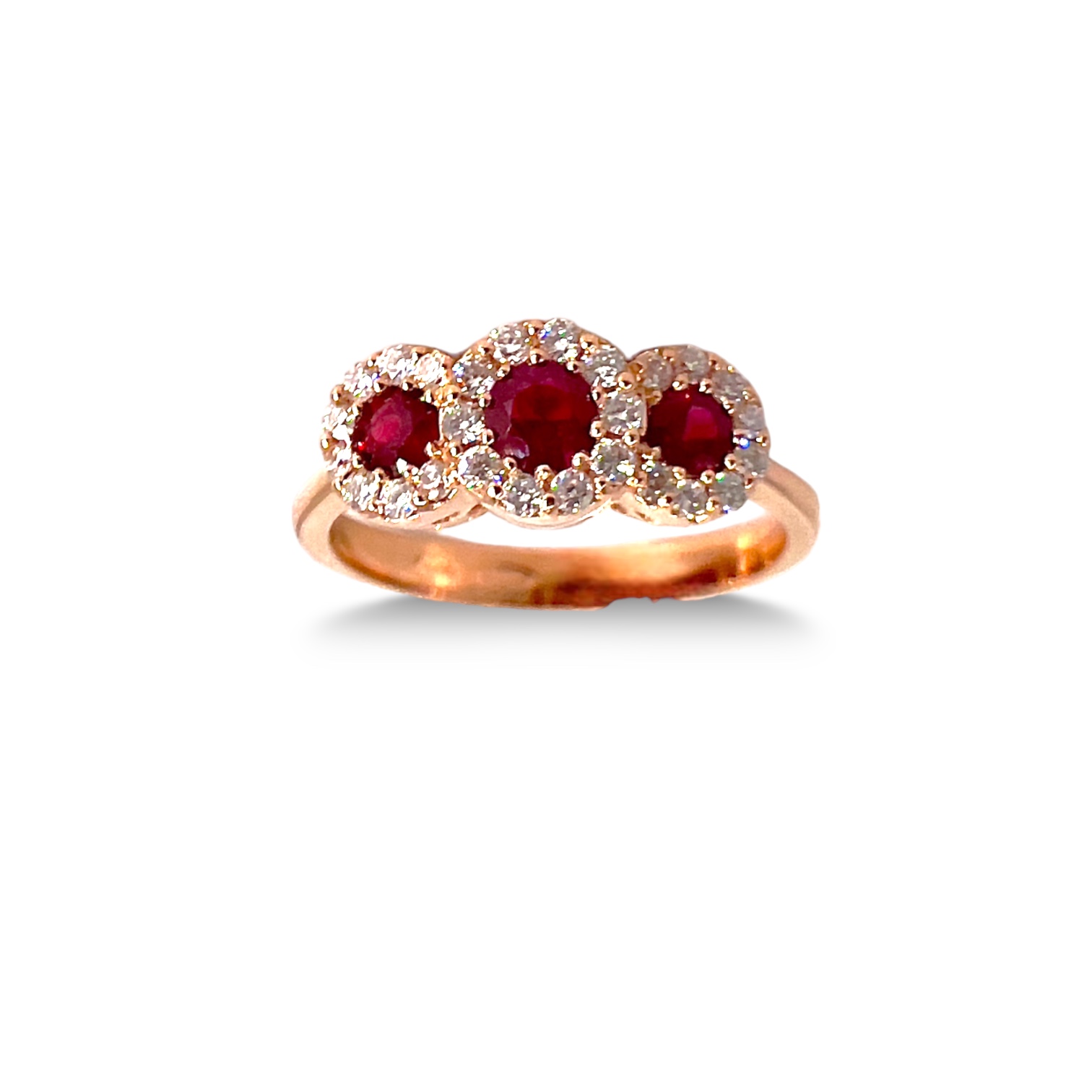 Trilogy ring rubies and diamonds in gold BELLE EPOQUE Art. AN3047