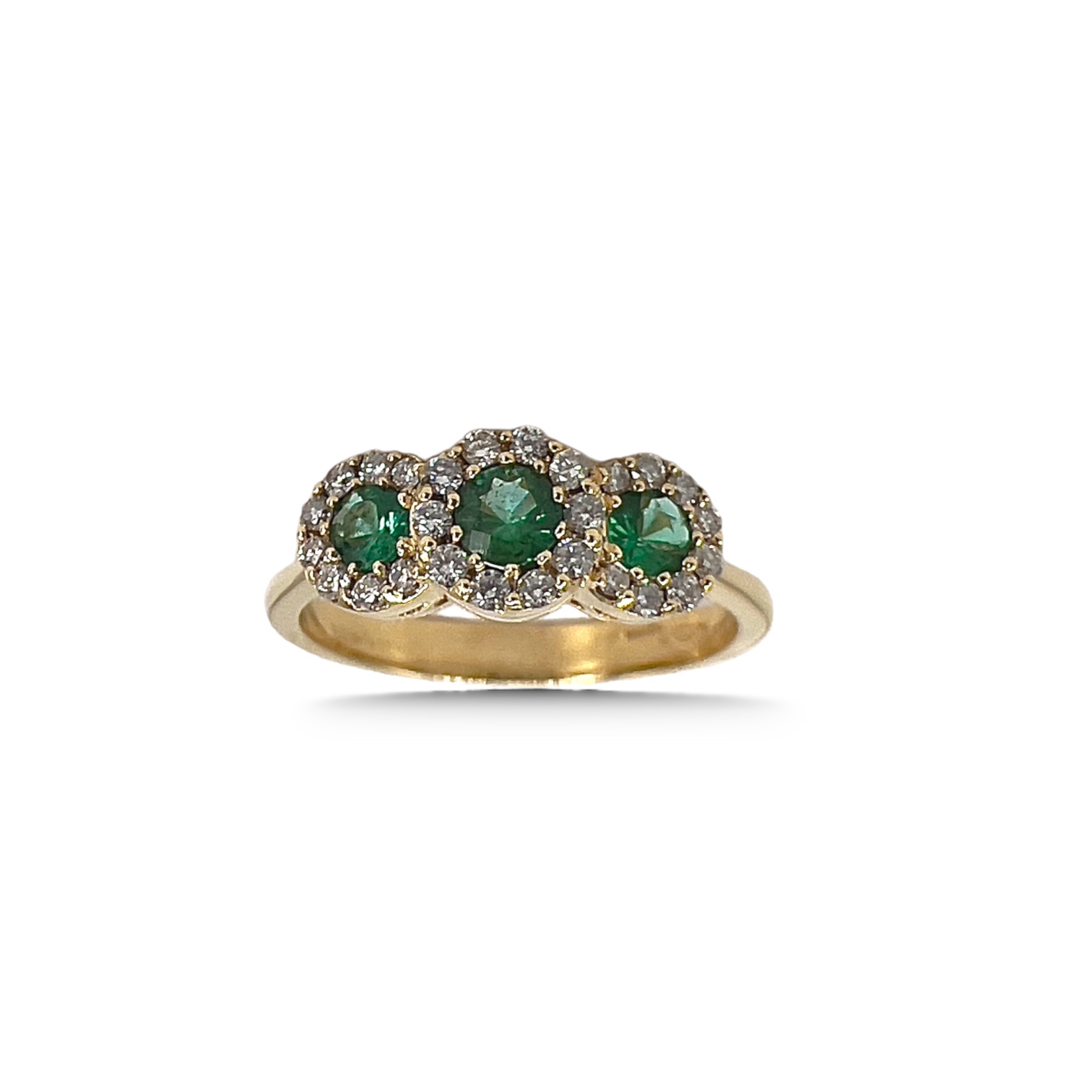 Trilogy ring emeralds diamonds yellow gold BELLE EPOQUE ART.AN3044