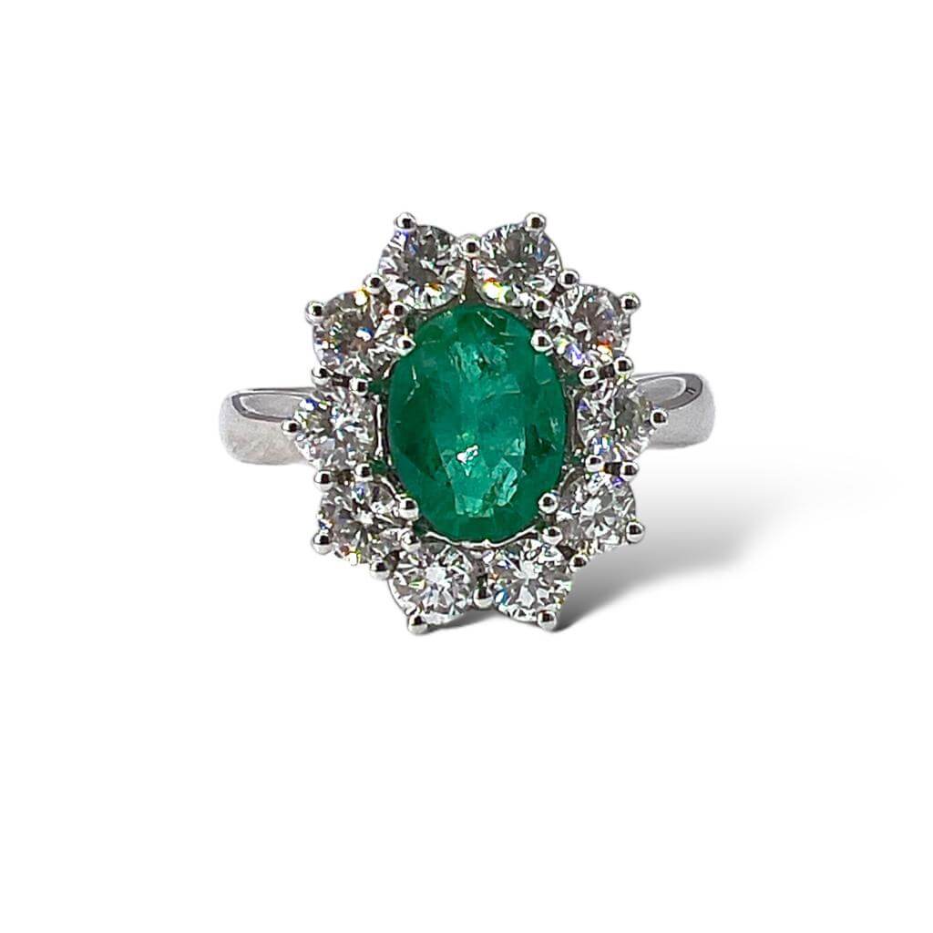 Emerald diamond and gold ring BON TON art. AN2077