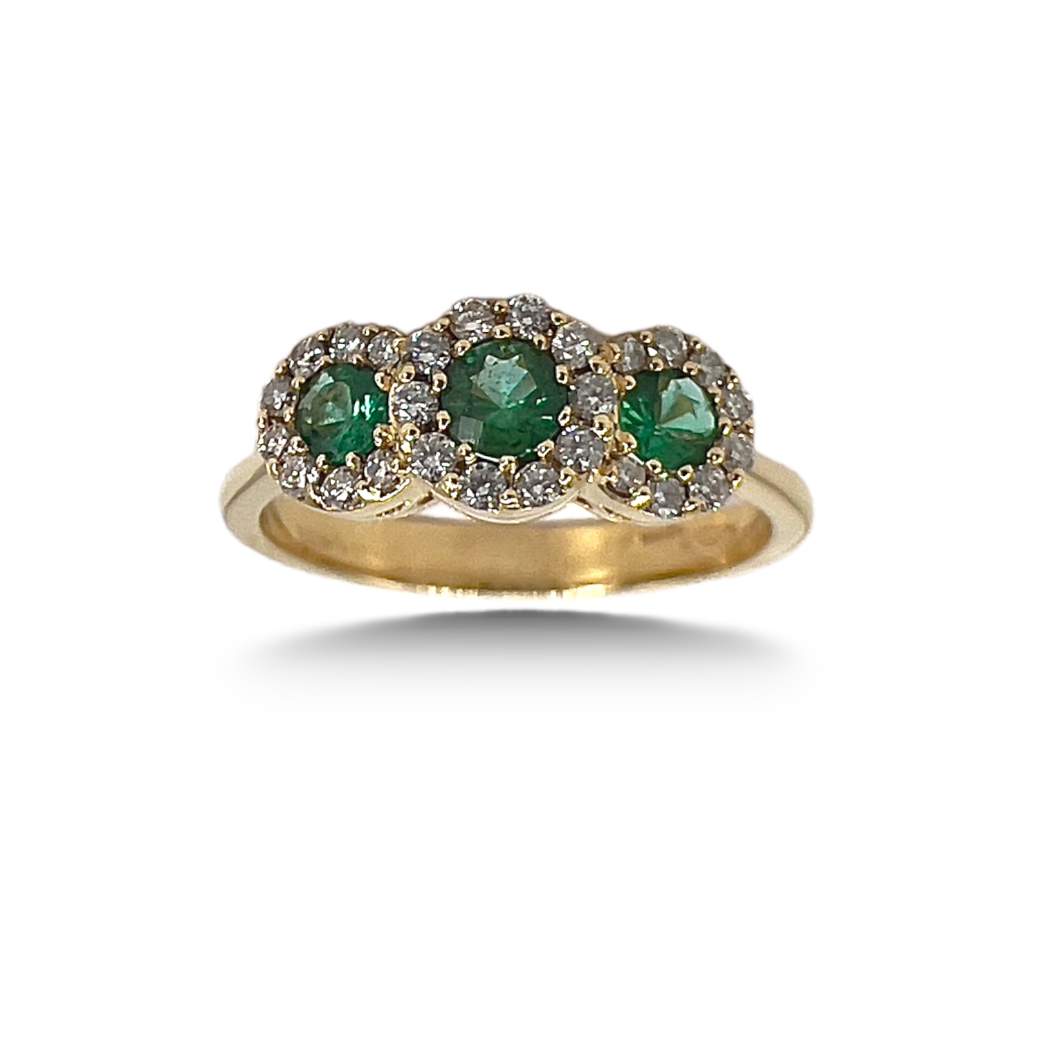 Trilogy ring emeralds diamonds yellow gold BELLE EPOQUE ART.AN3045-1