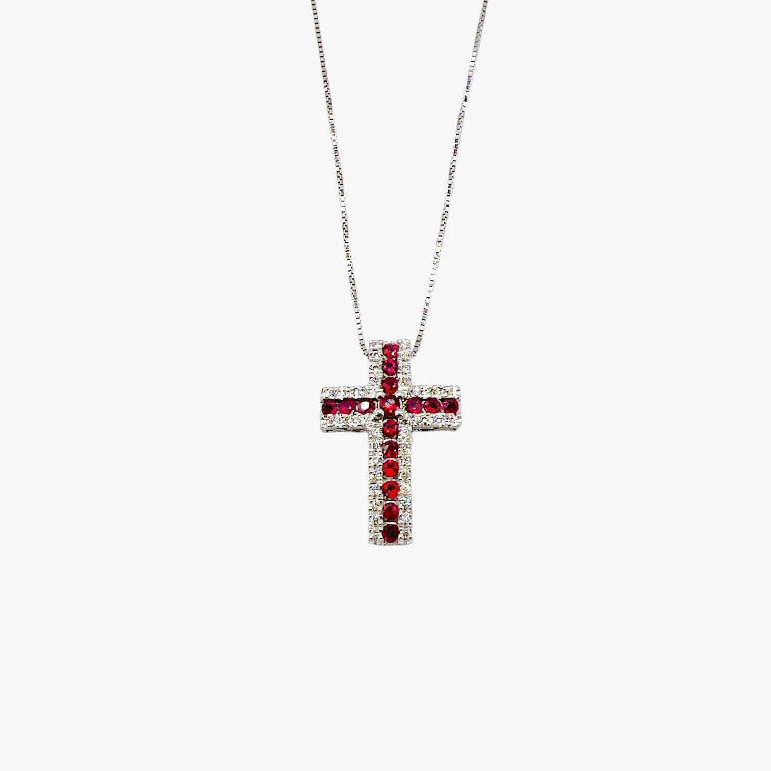 White Gold Cross Pendant Rubies and Diamonds BELLE EPOQUE Art. GR257