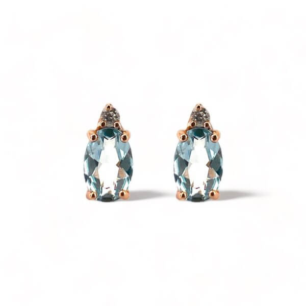 Aquamarine earrings 750% gold and GEM diamonds Art. OR1326-1