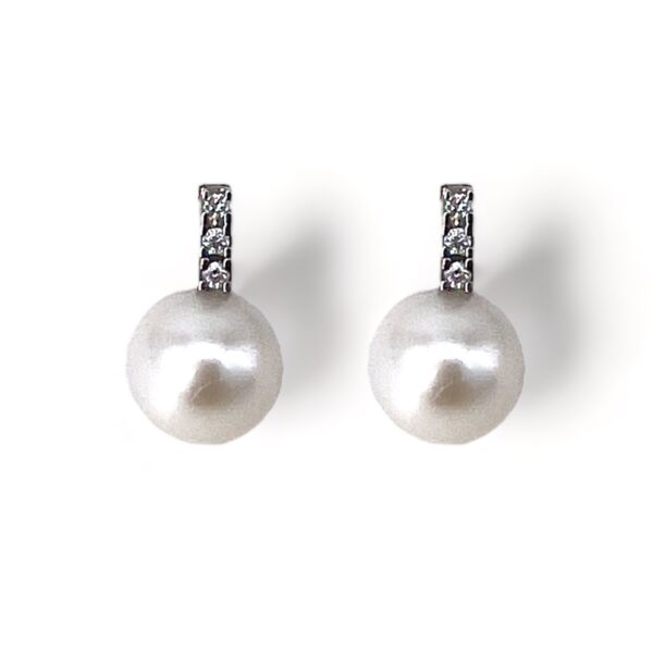 White Gold Pearl Earrings and Diamonds Art. ORP272-3