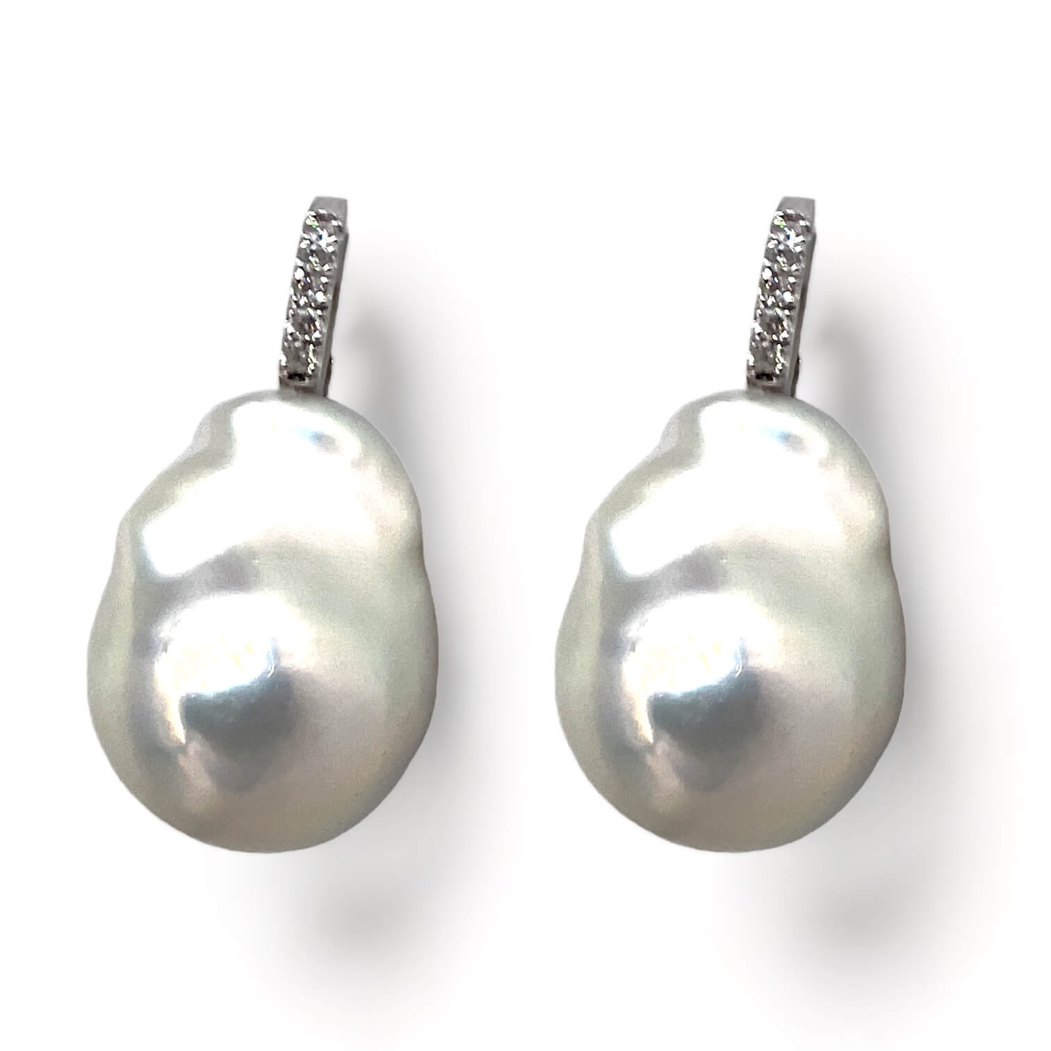 White Gold Pearl Earrings and Diamonds Art. ORP266-9