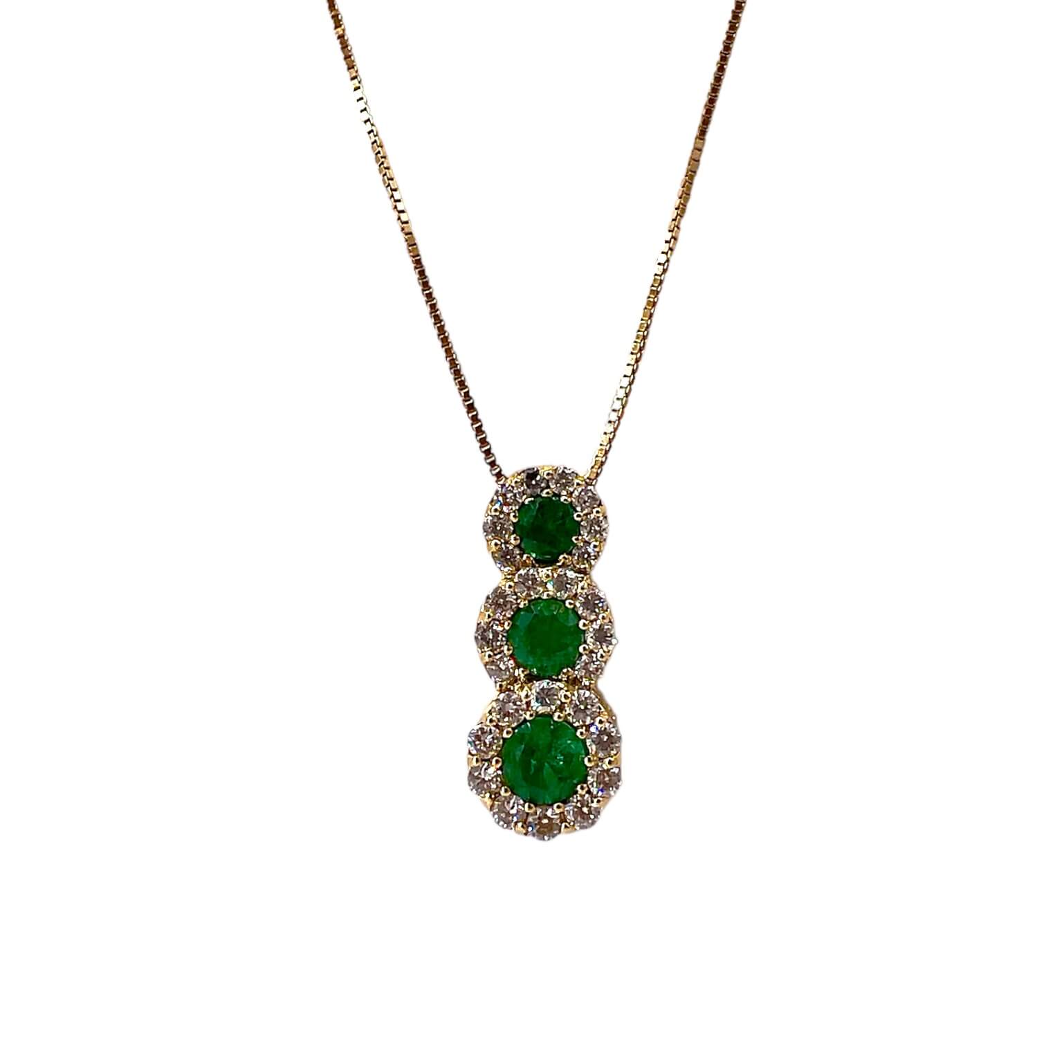 Trilogy pendant Emeralds diamonds and yellow gold BELLE EPOQUE art. CD1142-1