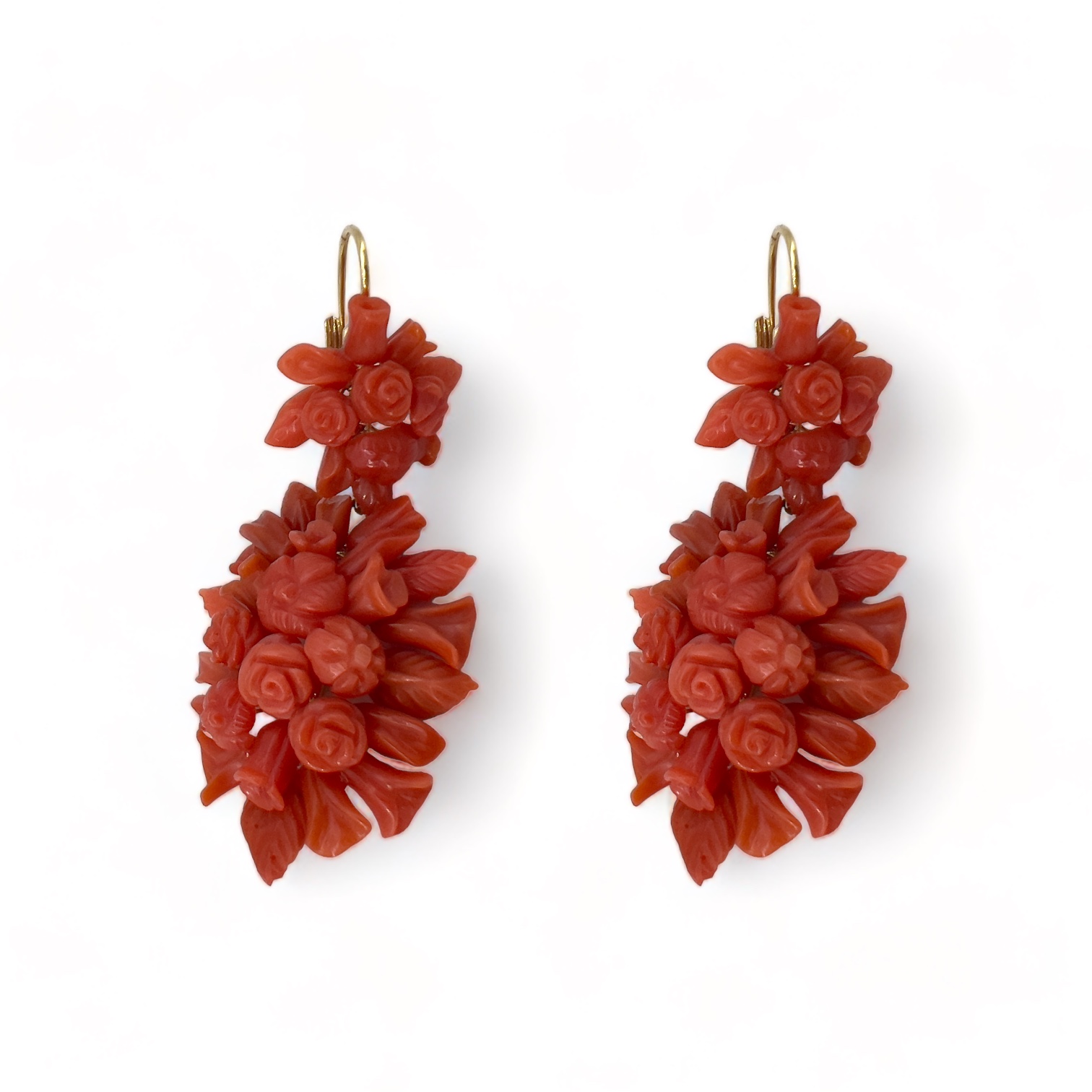 Mediterranean coral and gold earrings art. OR-1149