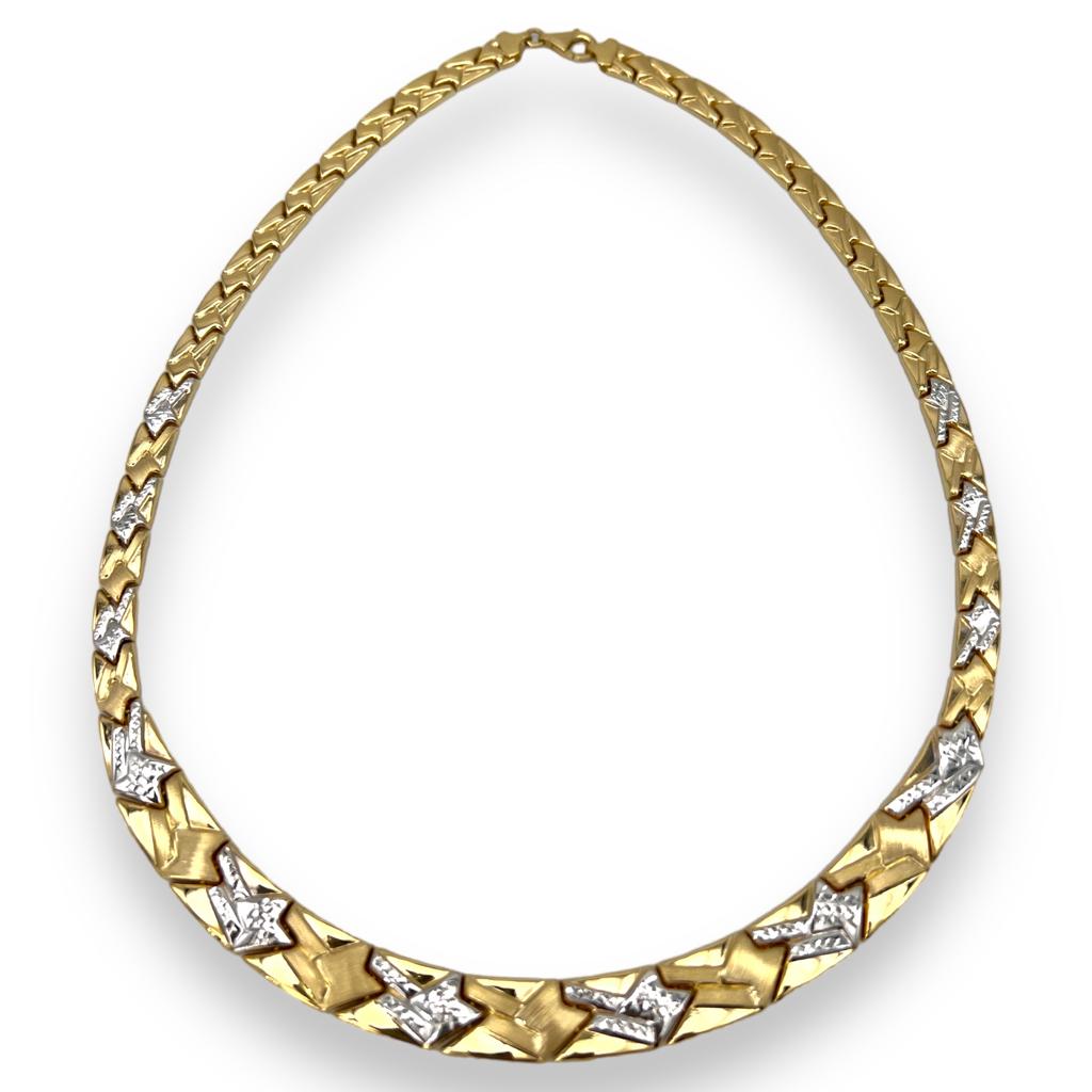 Women’s necklace in yellow gold and white art.  GIRSEMI