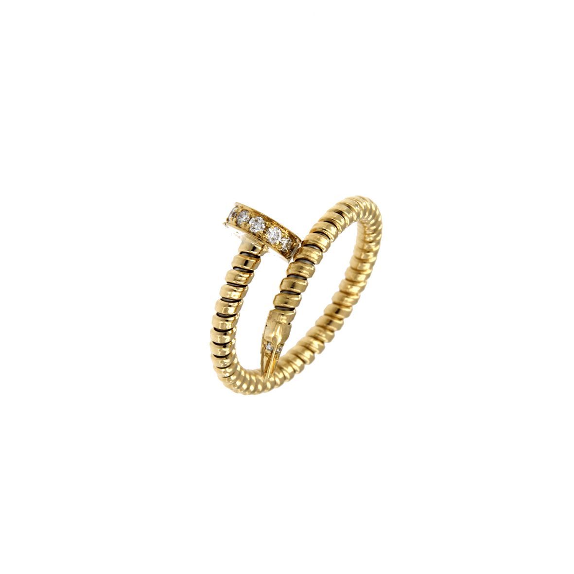 Tubo gas nail ring in gold and diamonds Art. 5215