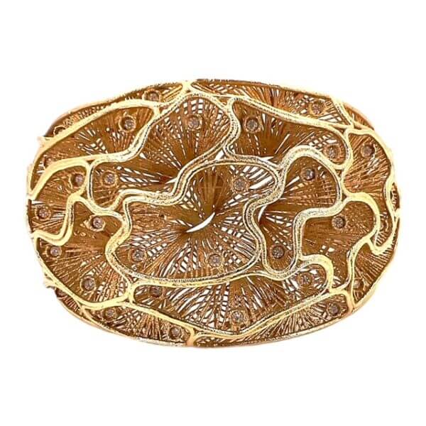 Filigree bracelet in yellow gold and diamonds Art. BRARIG