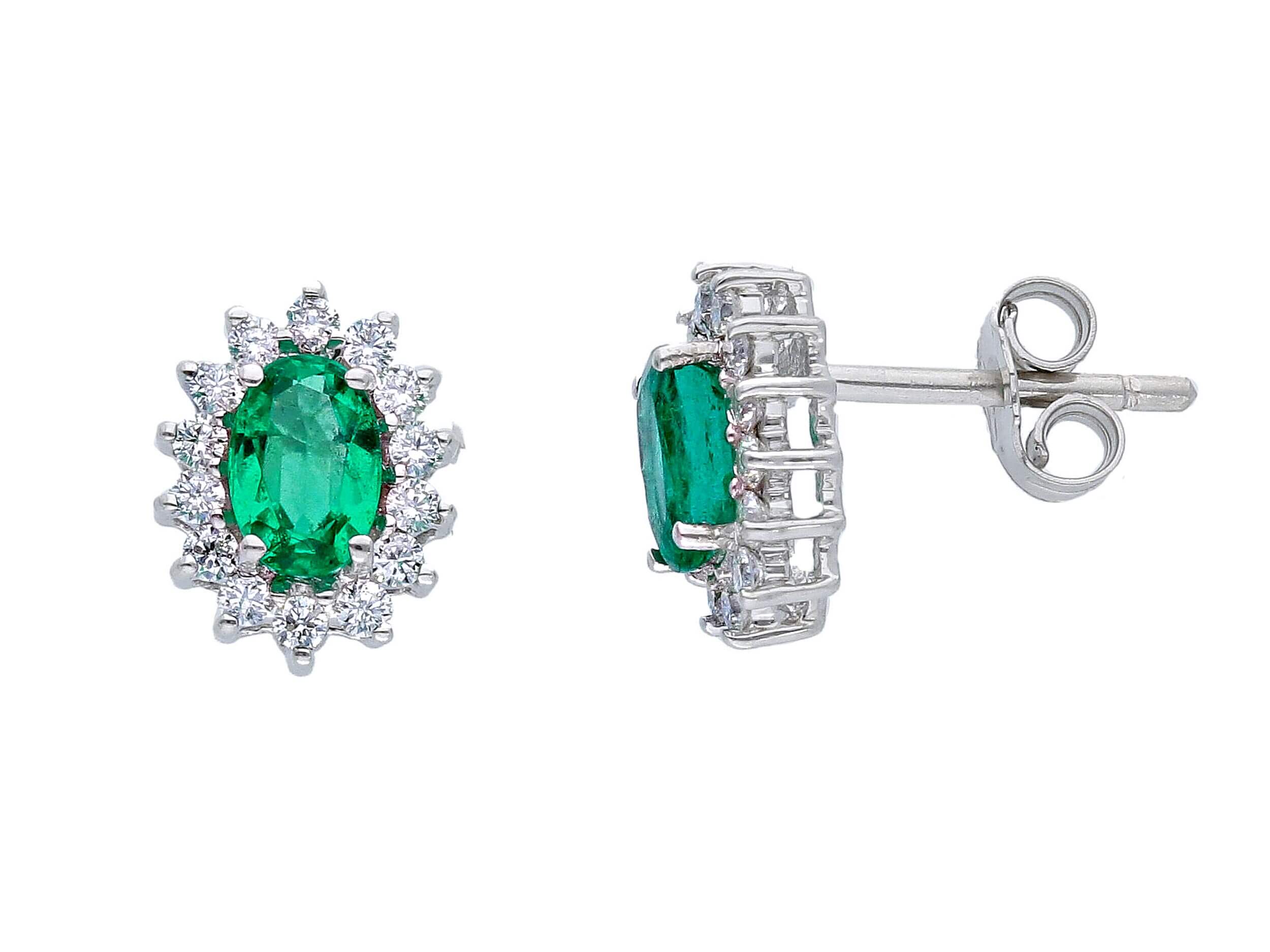 Emerald and diamond earrings art.135054