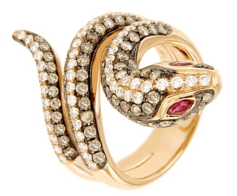 Anello Serpente in oro diamanti e rubini Art. R32688B-10