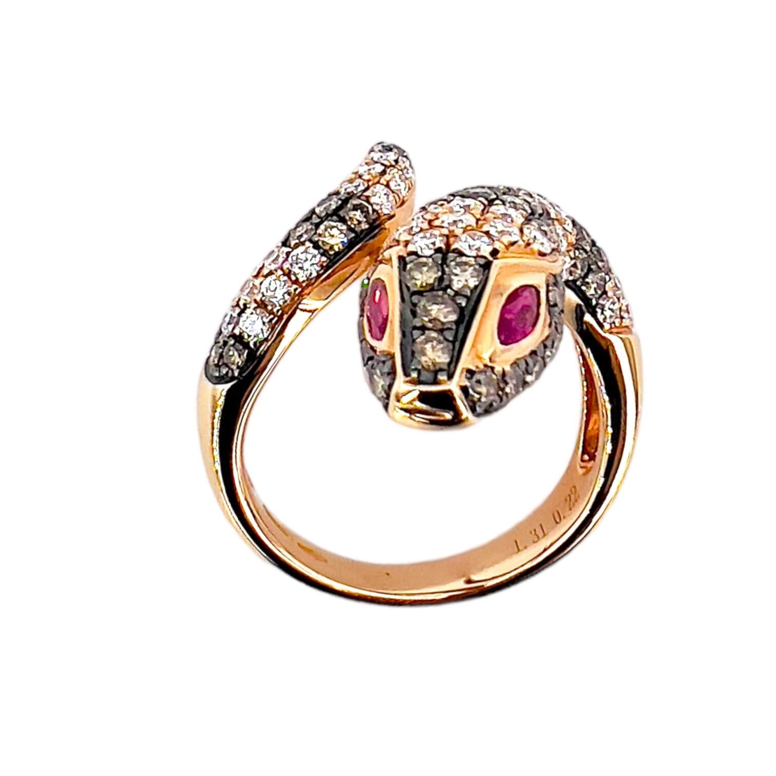 Ring Snake in gold diamonds and rubies Art. R32784-73