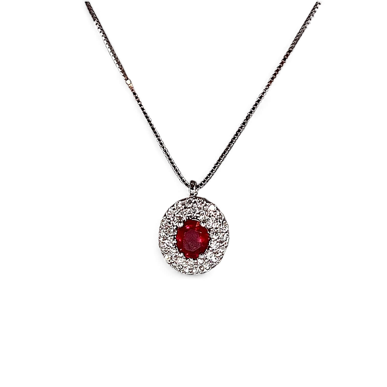White gold 750% ruby pendant and diamonds Art. CD920