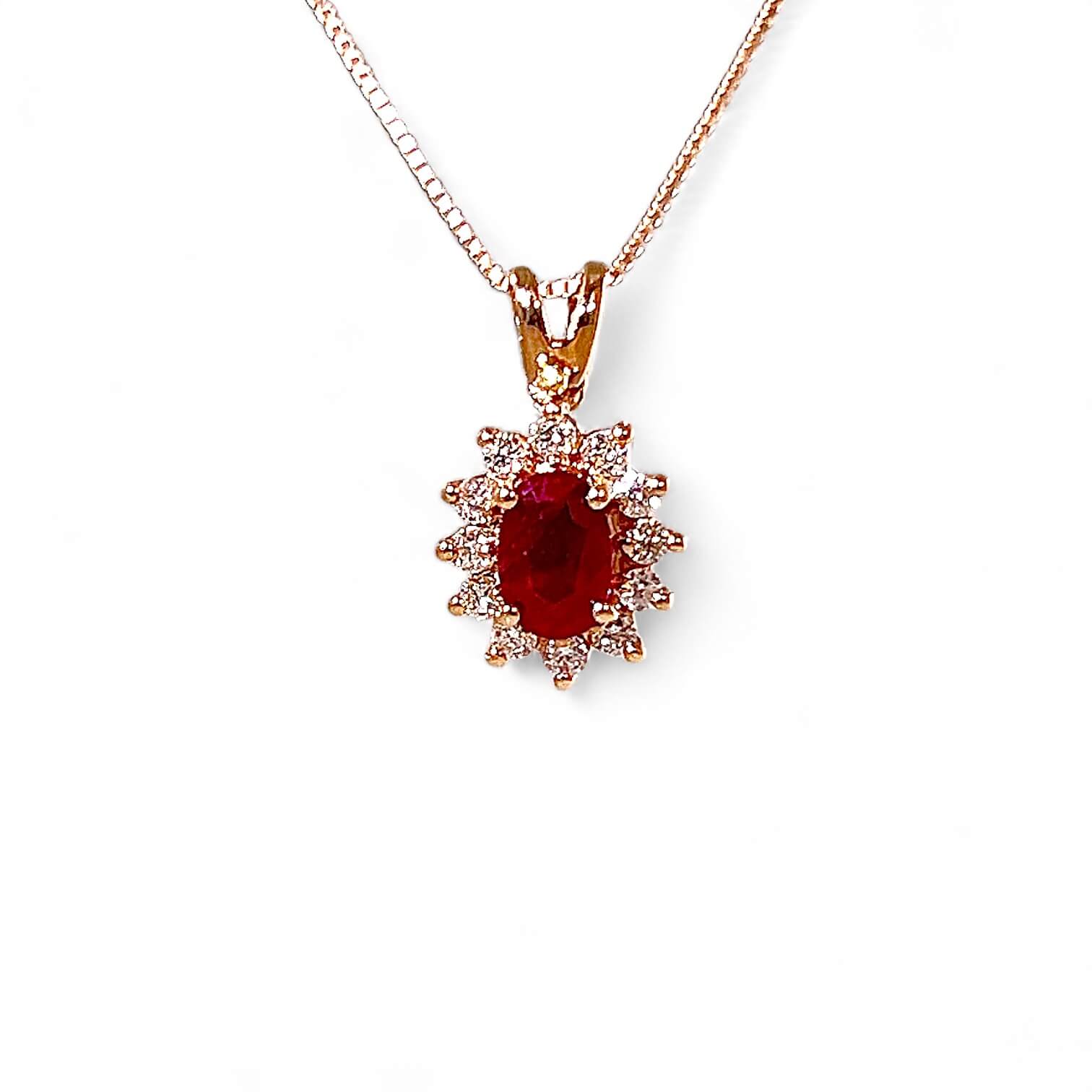 Rose gold diamond ruby pendant 750 % Art.CD869
