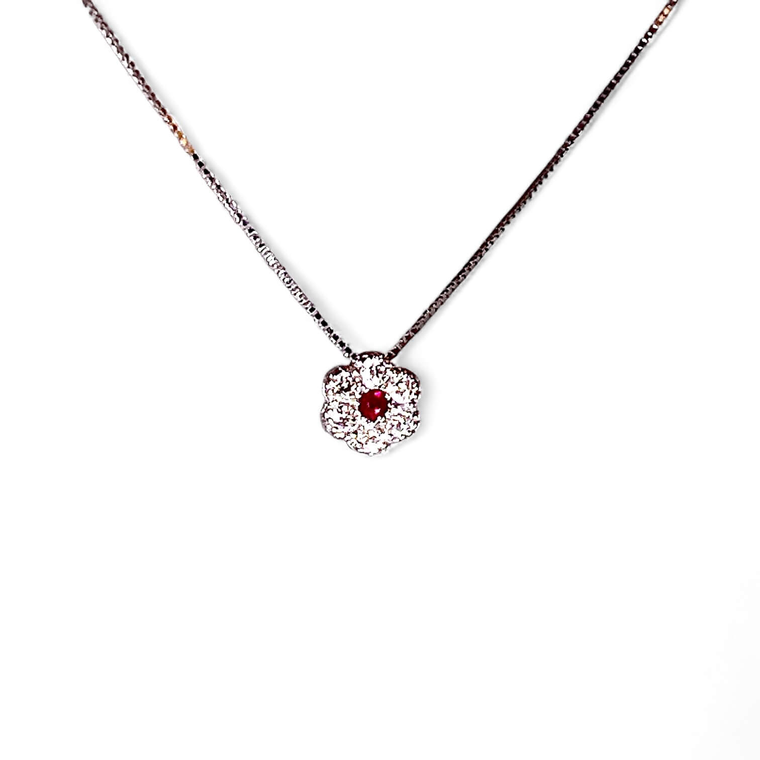 Flower pendant with ruby and diamonds BELLE EPOQUE art. CD804-2