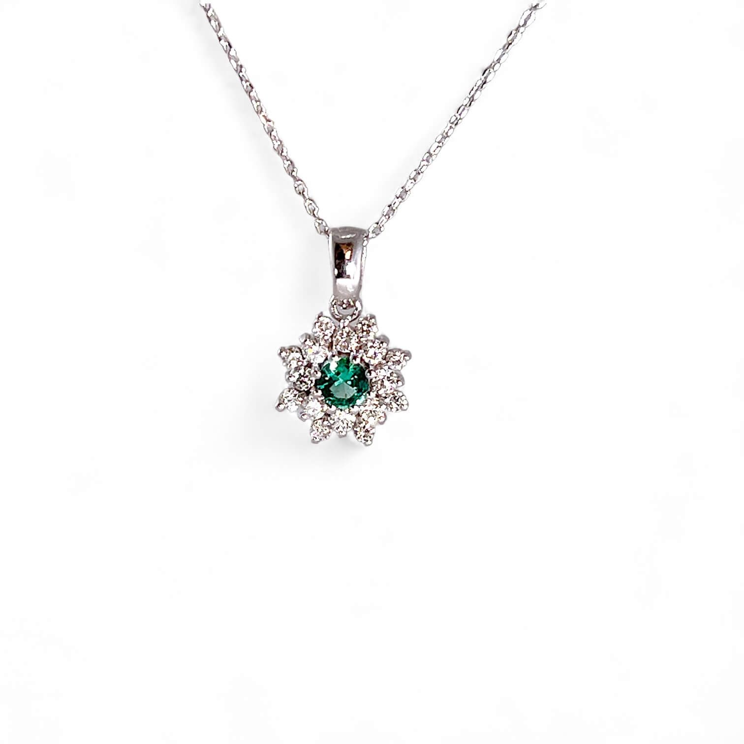 Emerald pendant diamonds white gold 750 % Art.CD972
