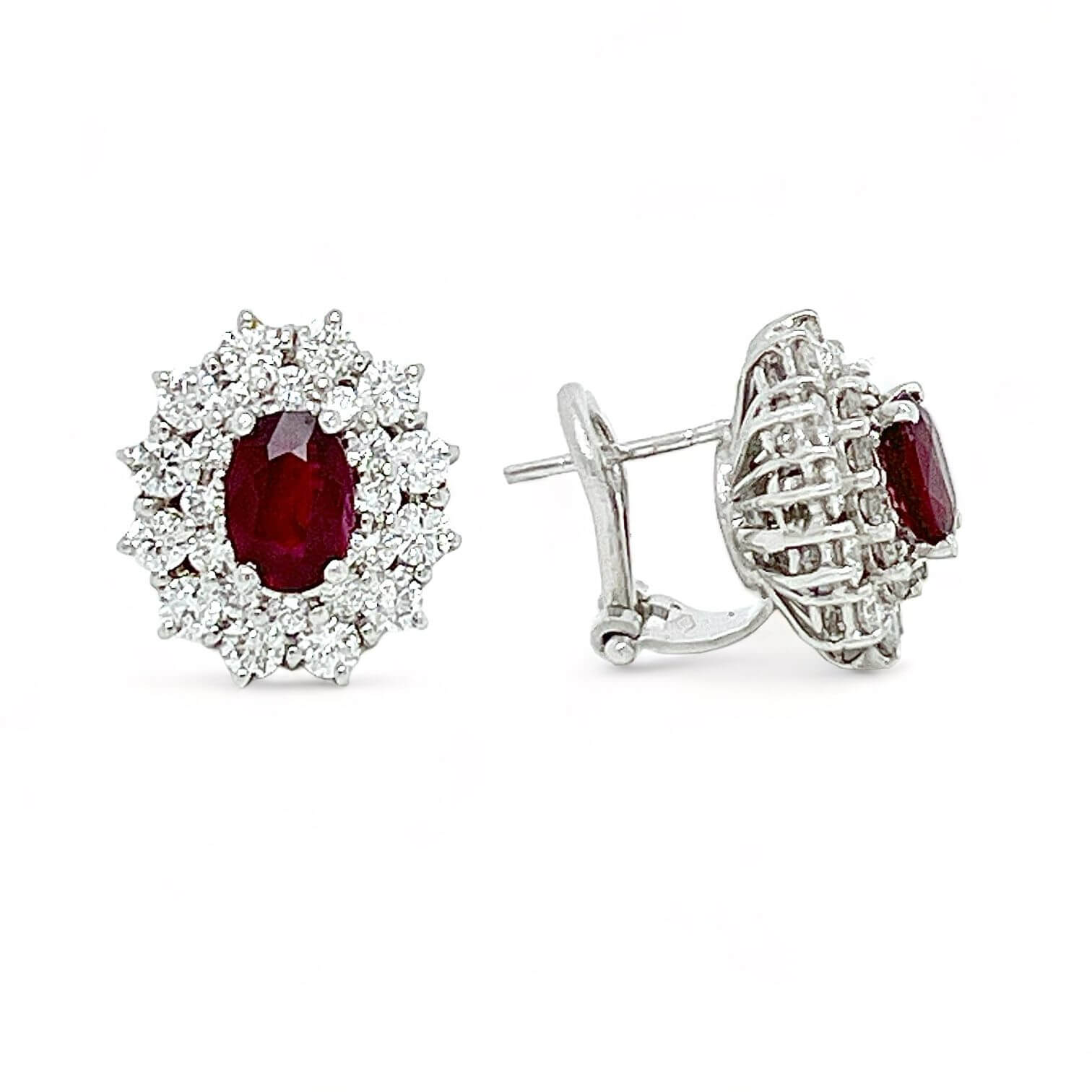 Earrings with diamonds and BON TON rubies art.OR303