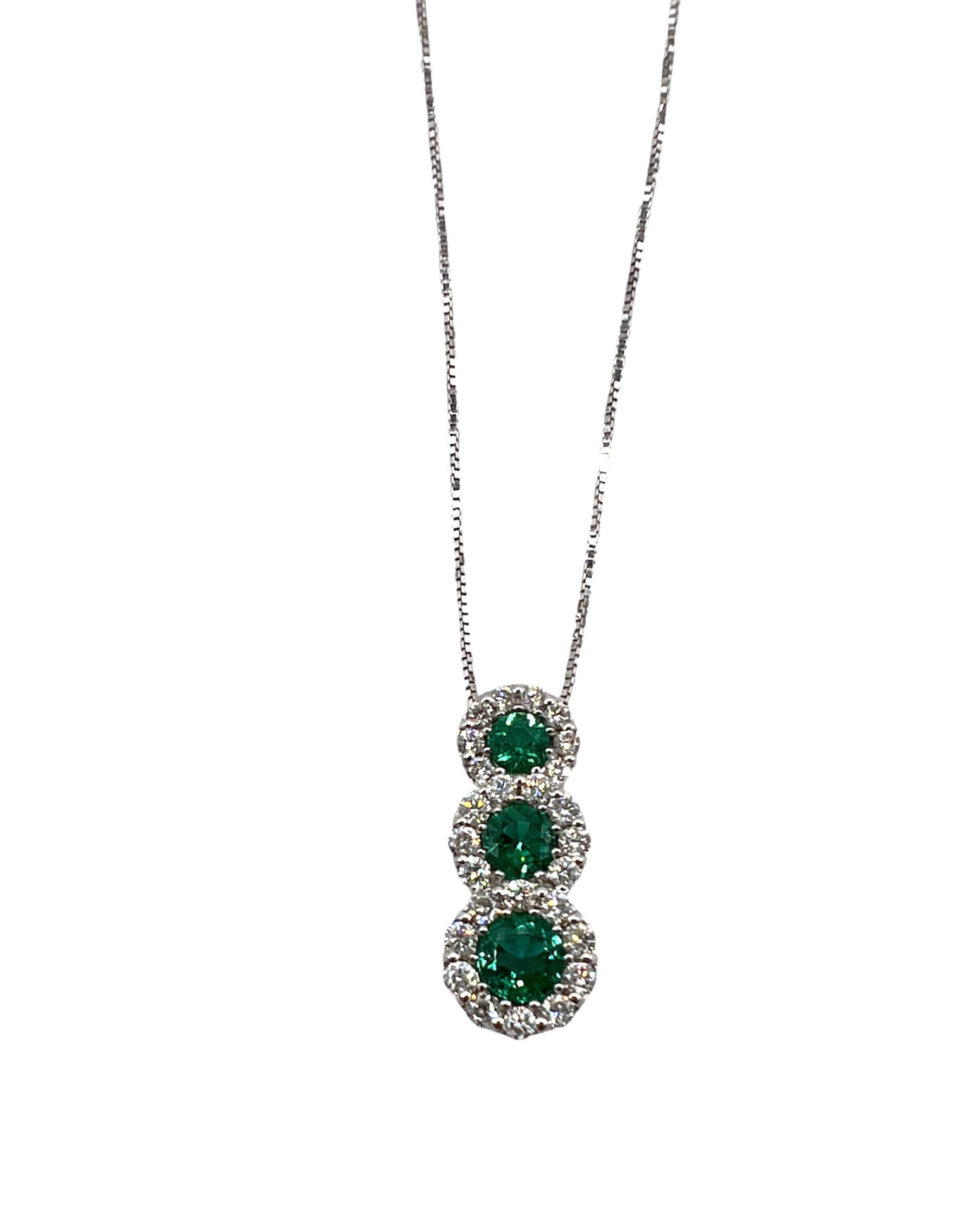 750% gold emerald pendant with diamonds art. CD835-2