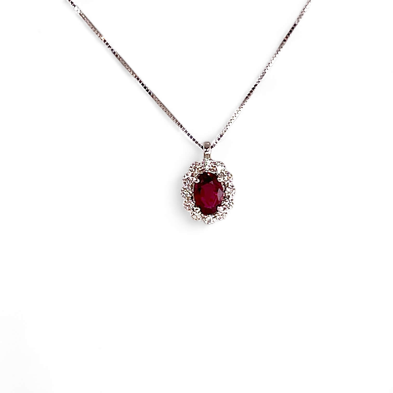 White gold 750% ruby pendant and diamonds Art. CD908