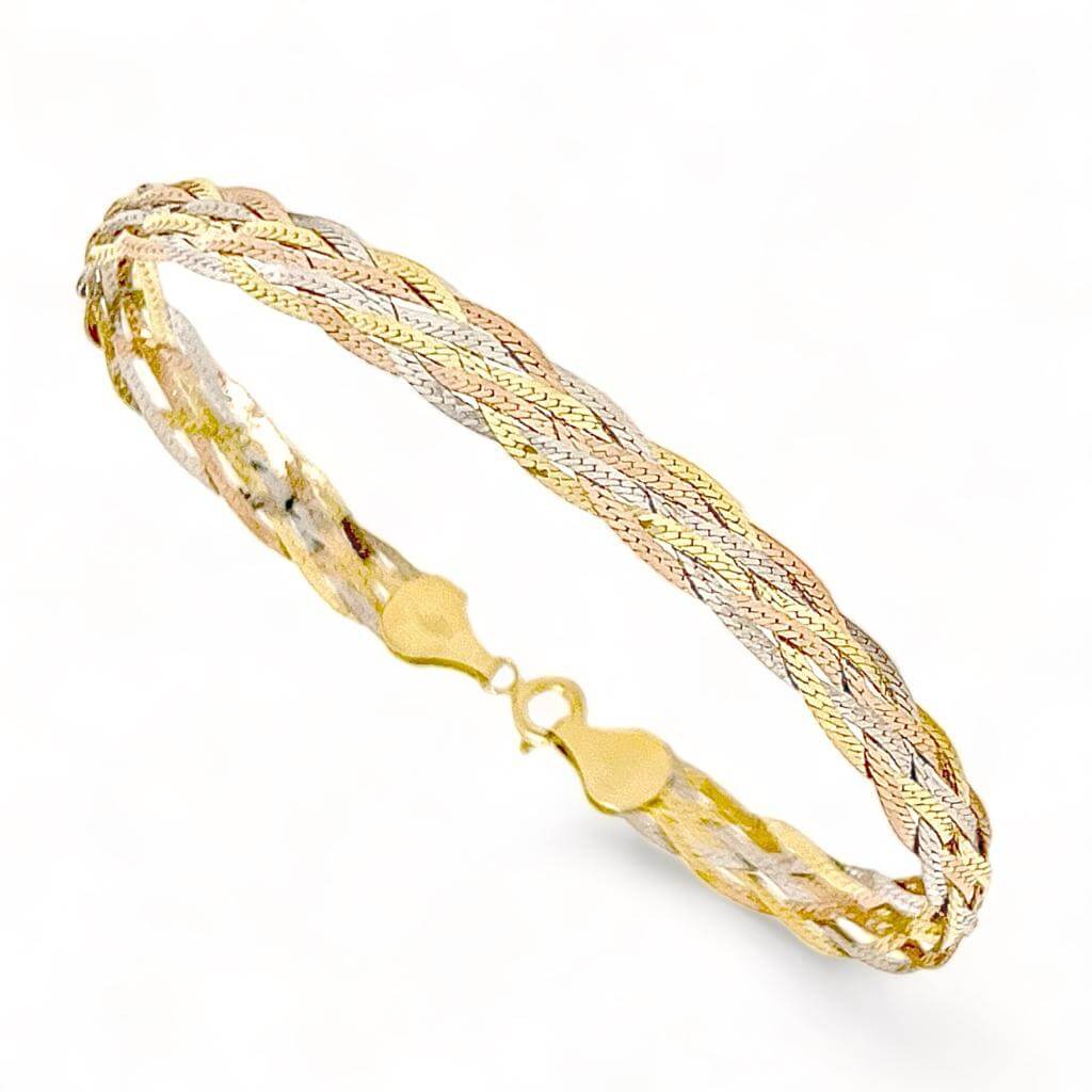 Bracciale treccia 3 colori oro art. BTRECCIA3