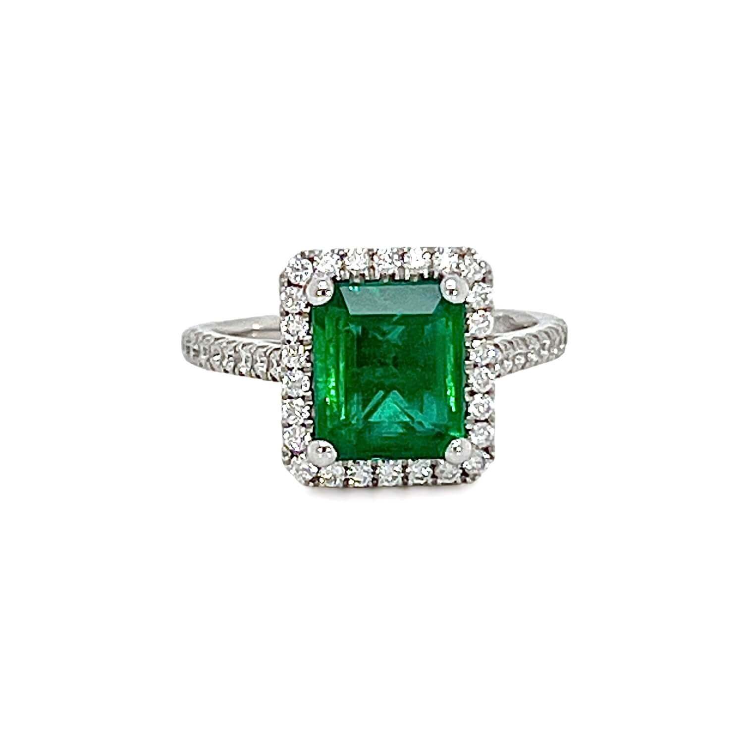 Anello smeraldo e diamanti oro bianco BELLE EPOQUE art. 6293756