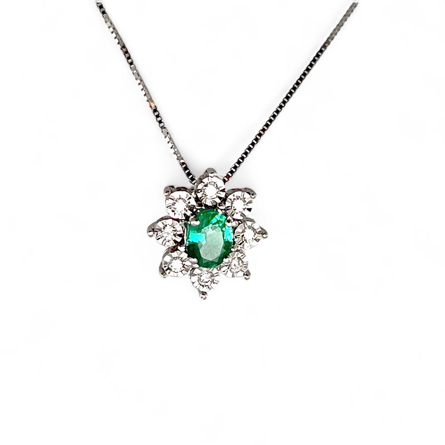 Emerald pendant in white gold and diamonds BON TON Art. CD572
