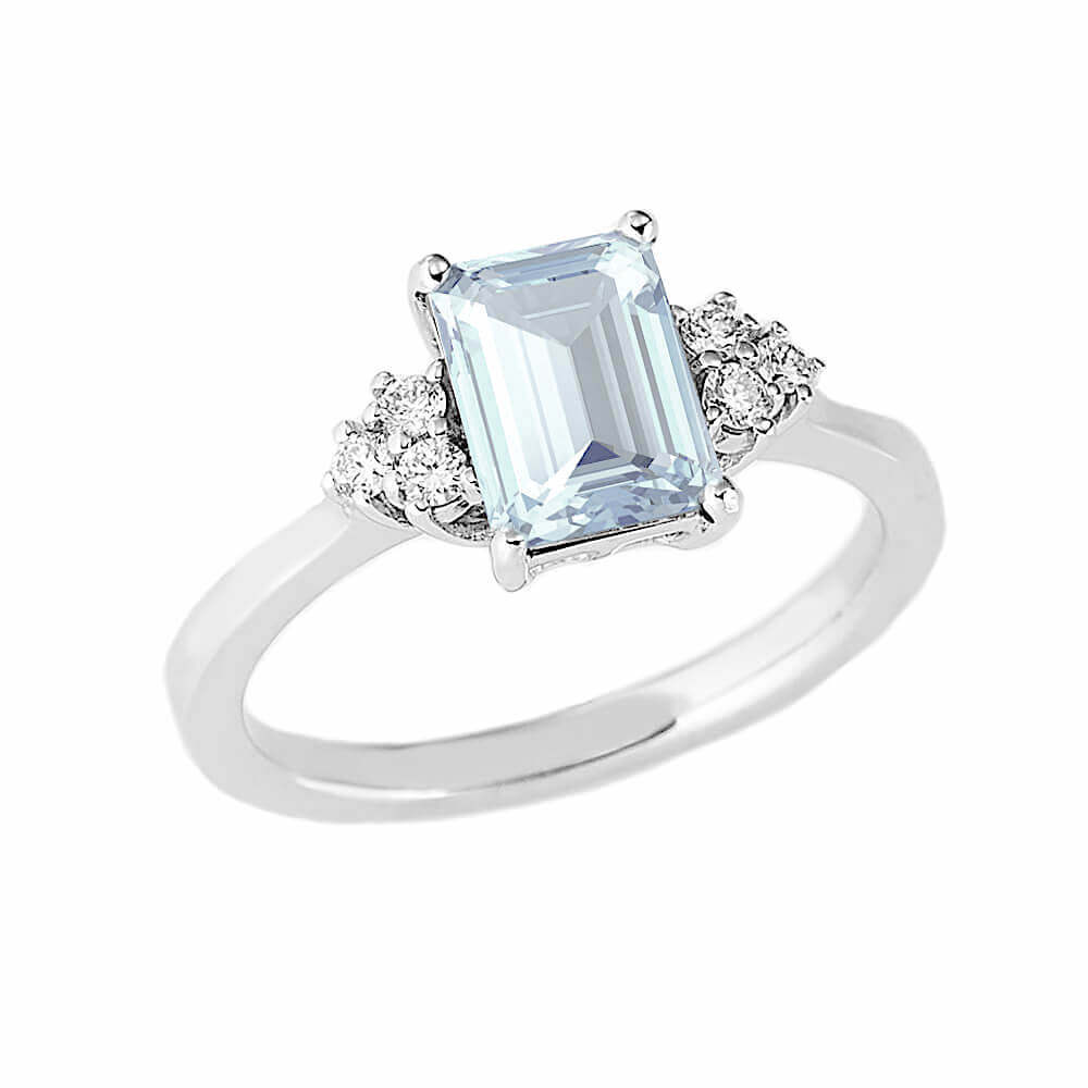 Aquamarine ring in 750% gold and diamonds Art. AN22511-2