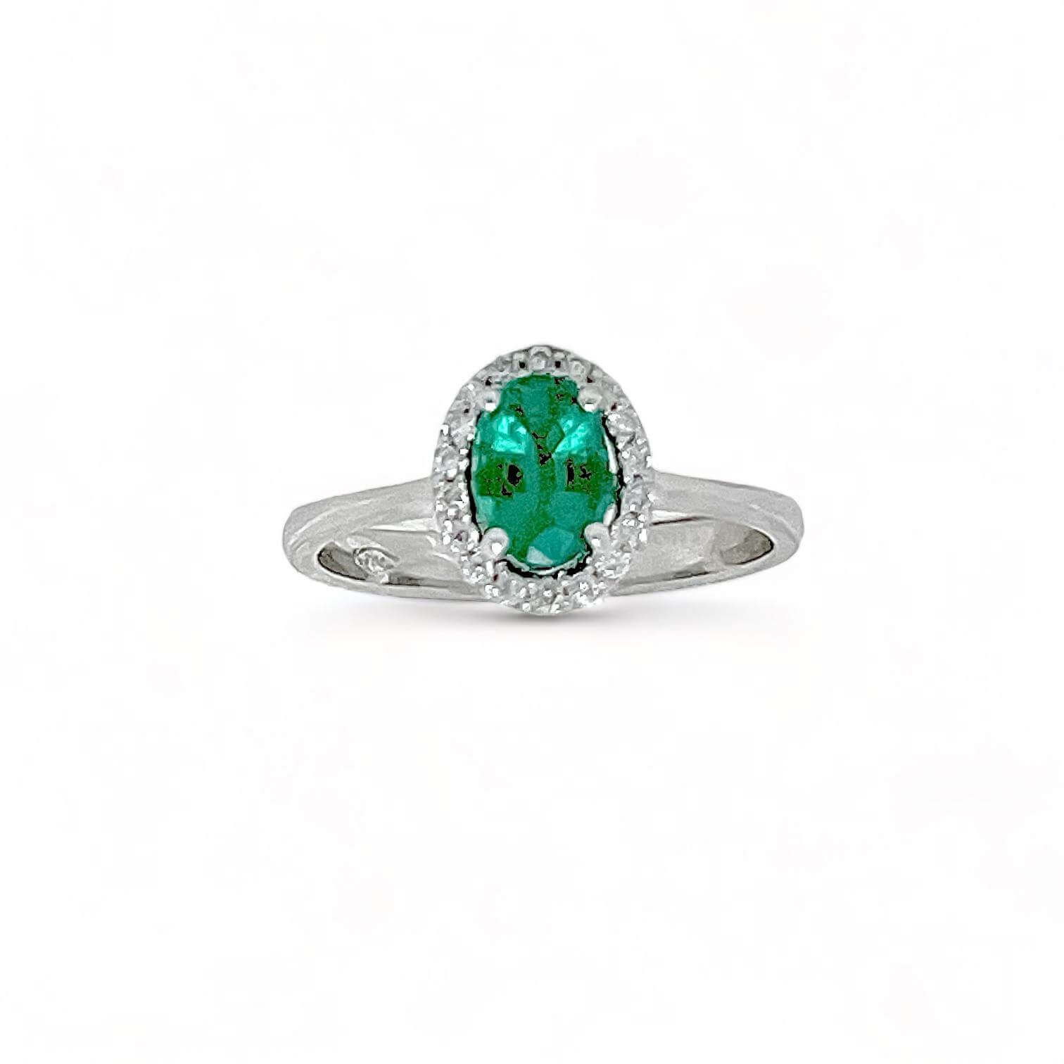 Emerald ring and diamonds white gold 750% art.AN2591